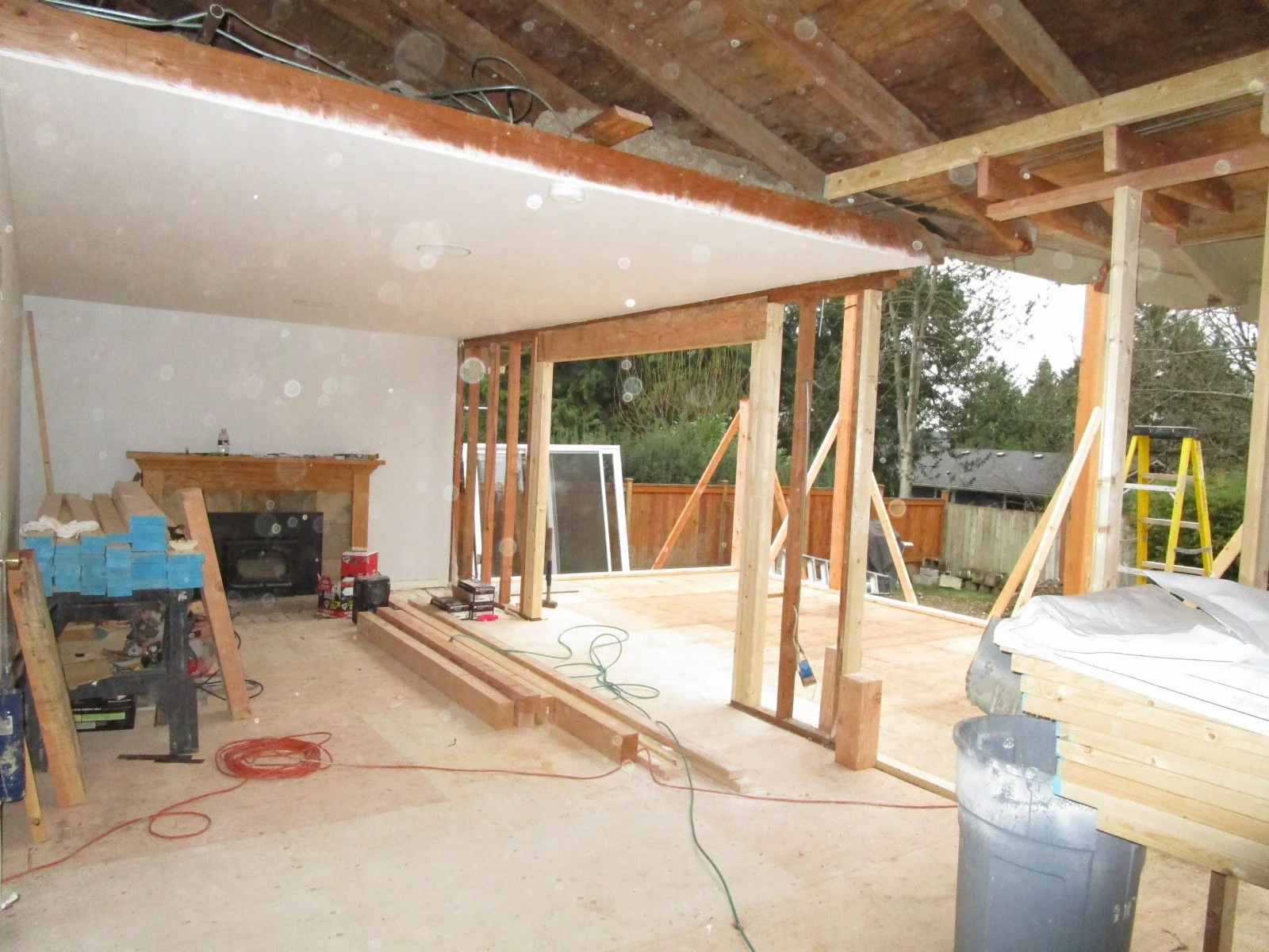 Little by little they are taking the existing house apart, as they do the work. Yes, the family has moved out of the house.