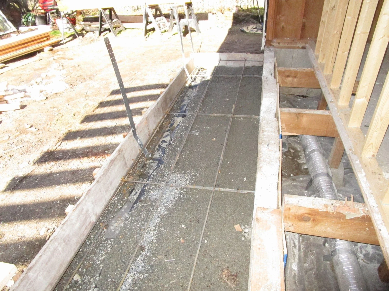 On these mid project bump outs, we doing a concrete slab floor, rather than building a crawl space (crawl space peeks out on the right.