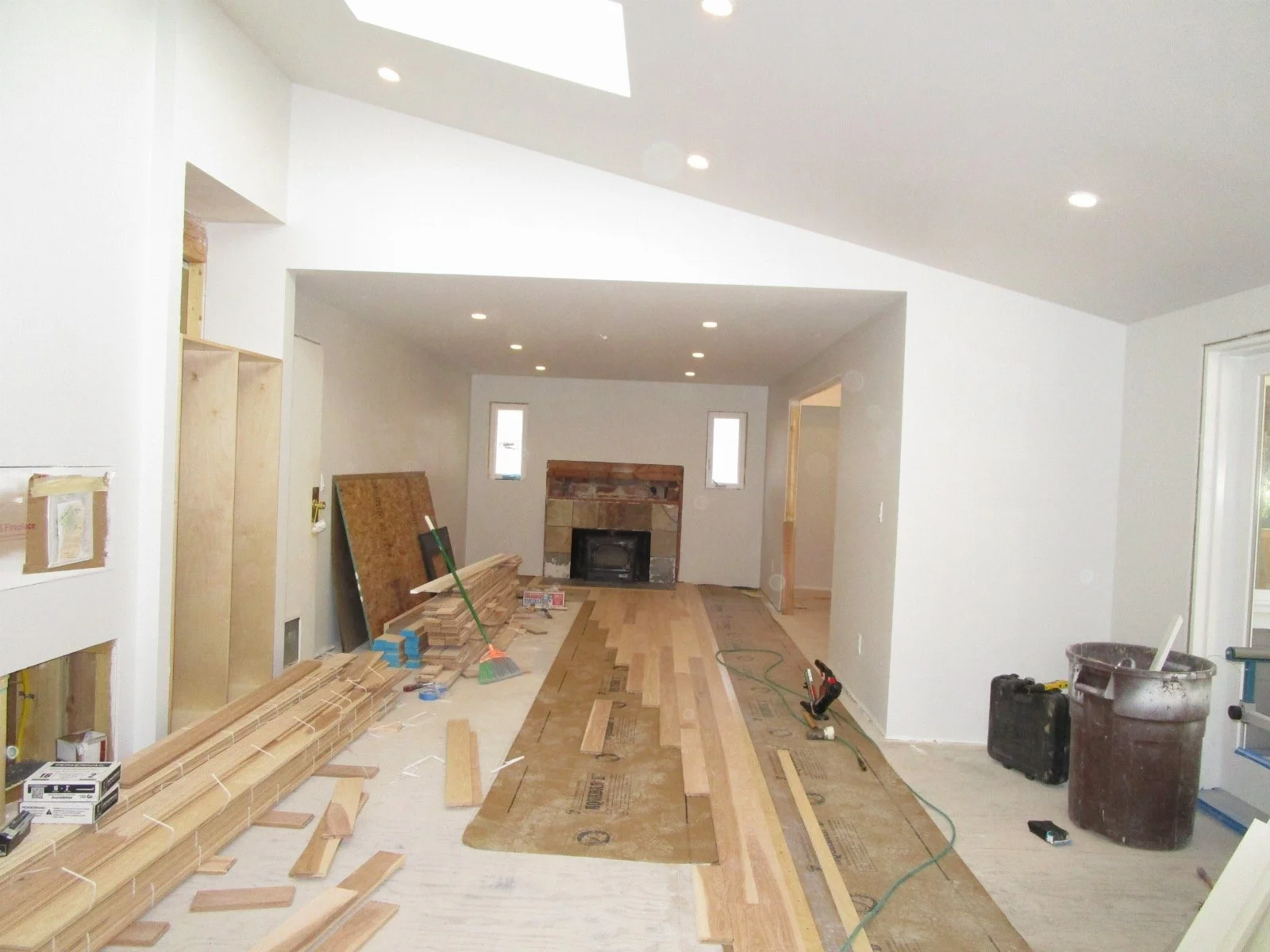 Hardwood flooring going in.