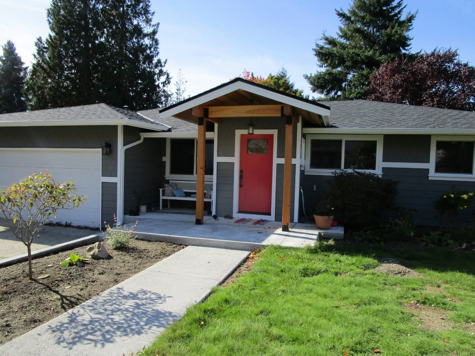 And mostly finished with a nice red door.