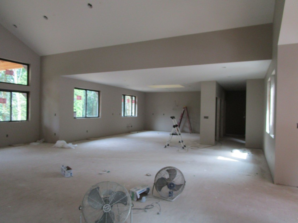 Looking through the great room to the kitchen area.