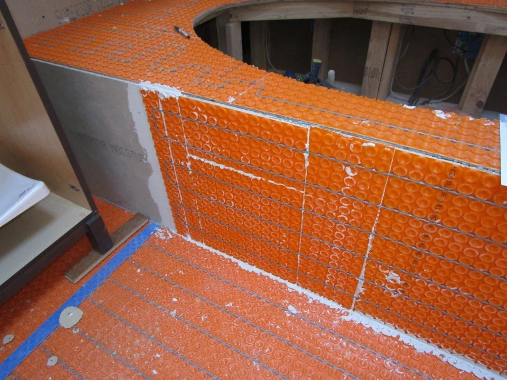 The grey lines are the heating coils for the electric radiant heat.
