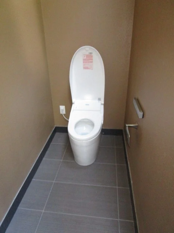 This is one of those high tech toilets. It has a motion sensor that when you get near it, the lid automatically opens. Scared me the first time I got close.