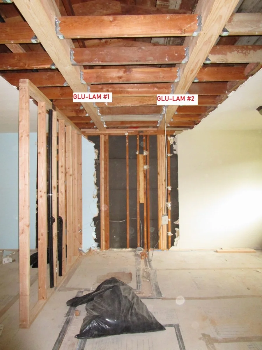 In the area where we are creating a new Master Bedroom/Bath suite. 2 glu lams needed here.