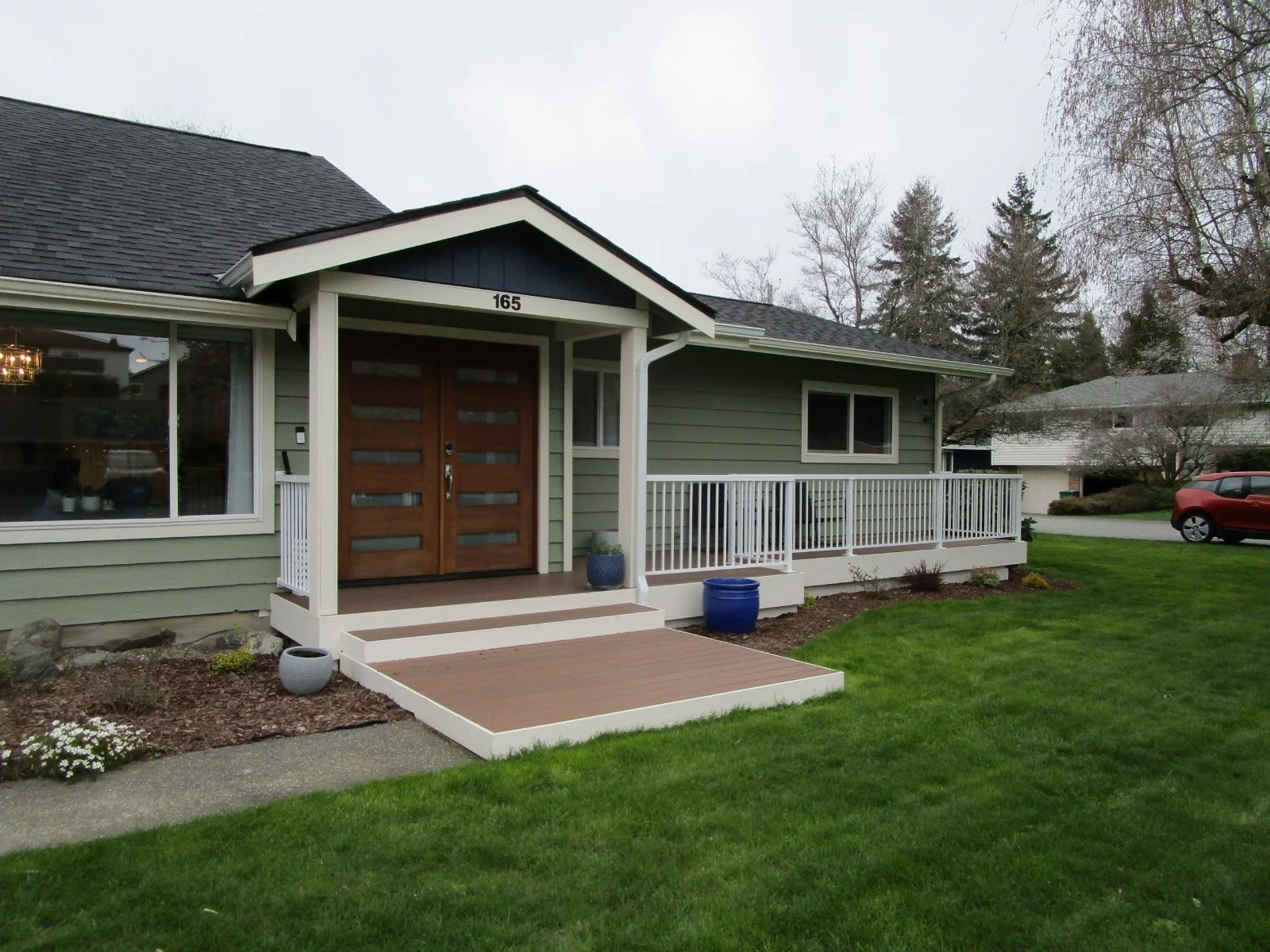 Covered entry adds some character to the front. Full house was repainted.