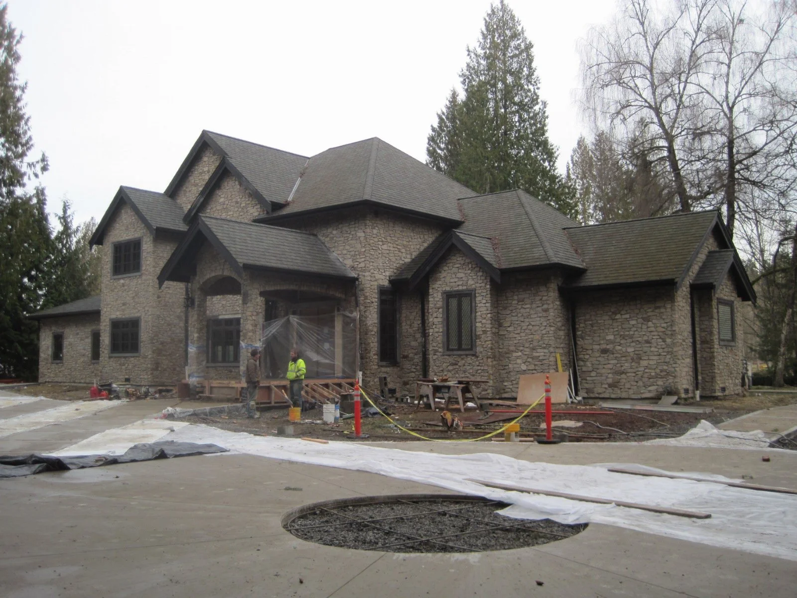 Landscaping starts to go in.