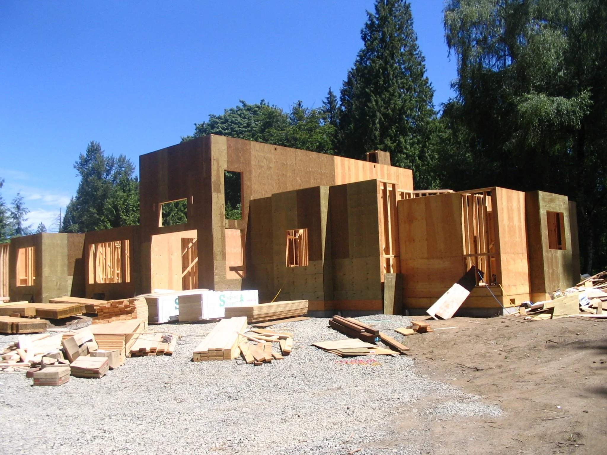 Framing starts for the main level.