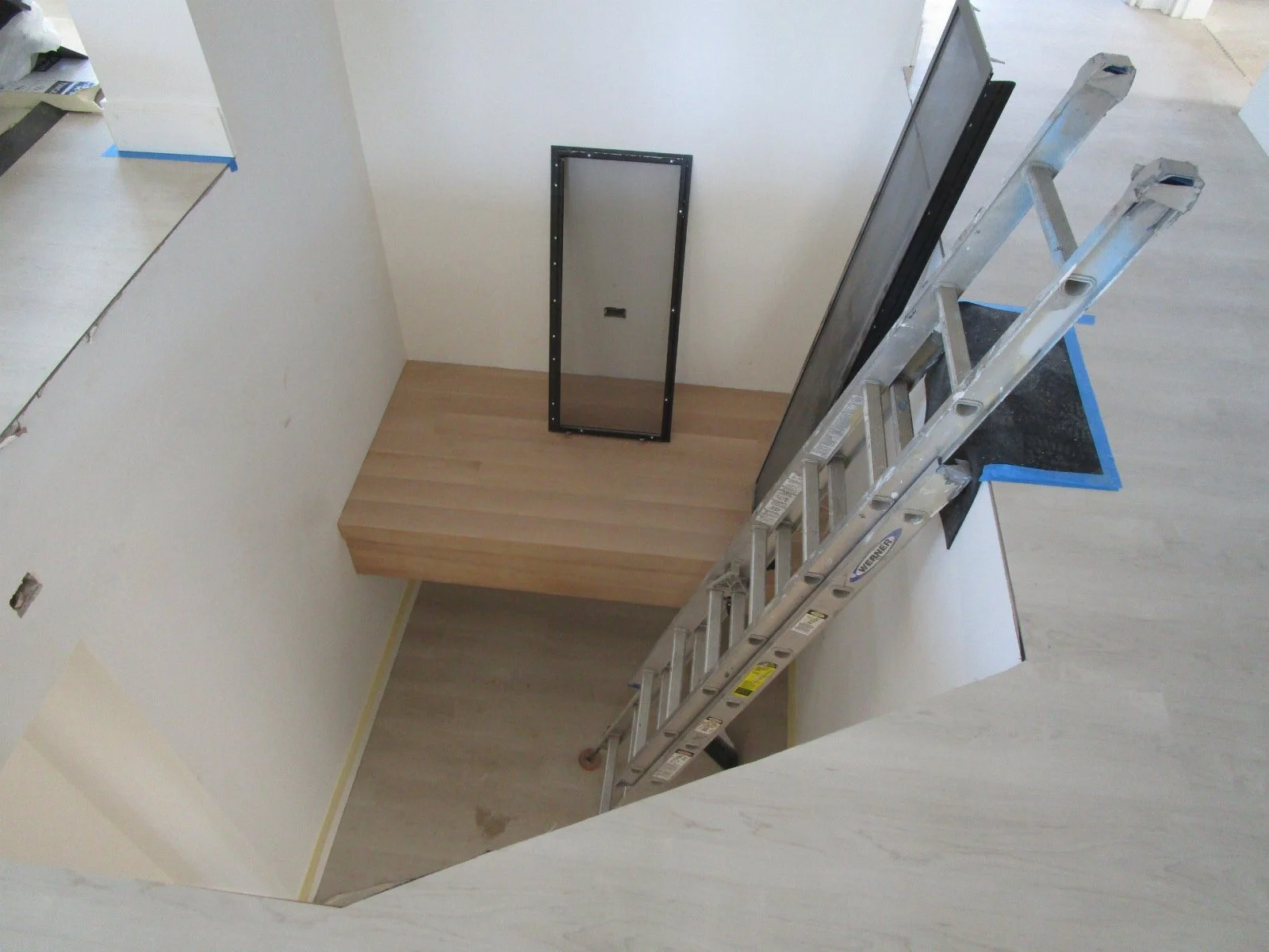 Stair landing installed.