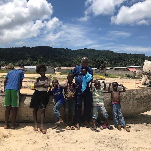Kru town people with our Country Director Harris Karneh, showing around their beach to the just arrived Appel&rsquo;s family #medicalmission #globalc3 #crossculturalcare