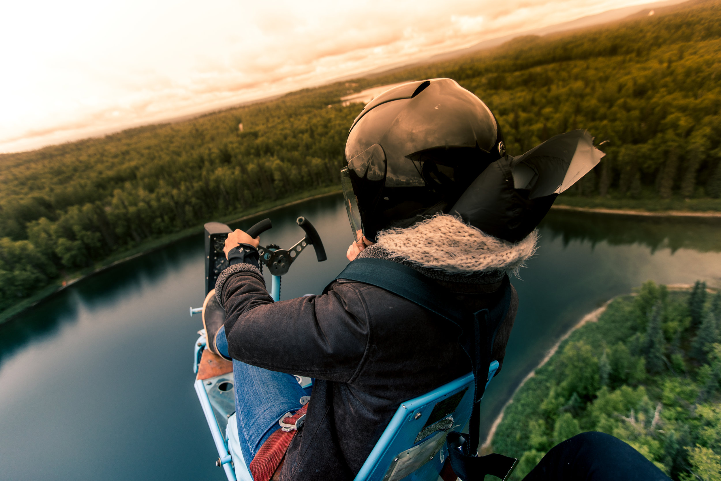 Brooke Roman, Alaskan Bush Pilot on the Breezy, an open cockpit home-made plane.