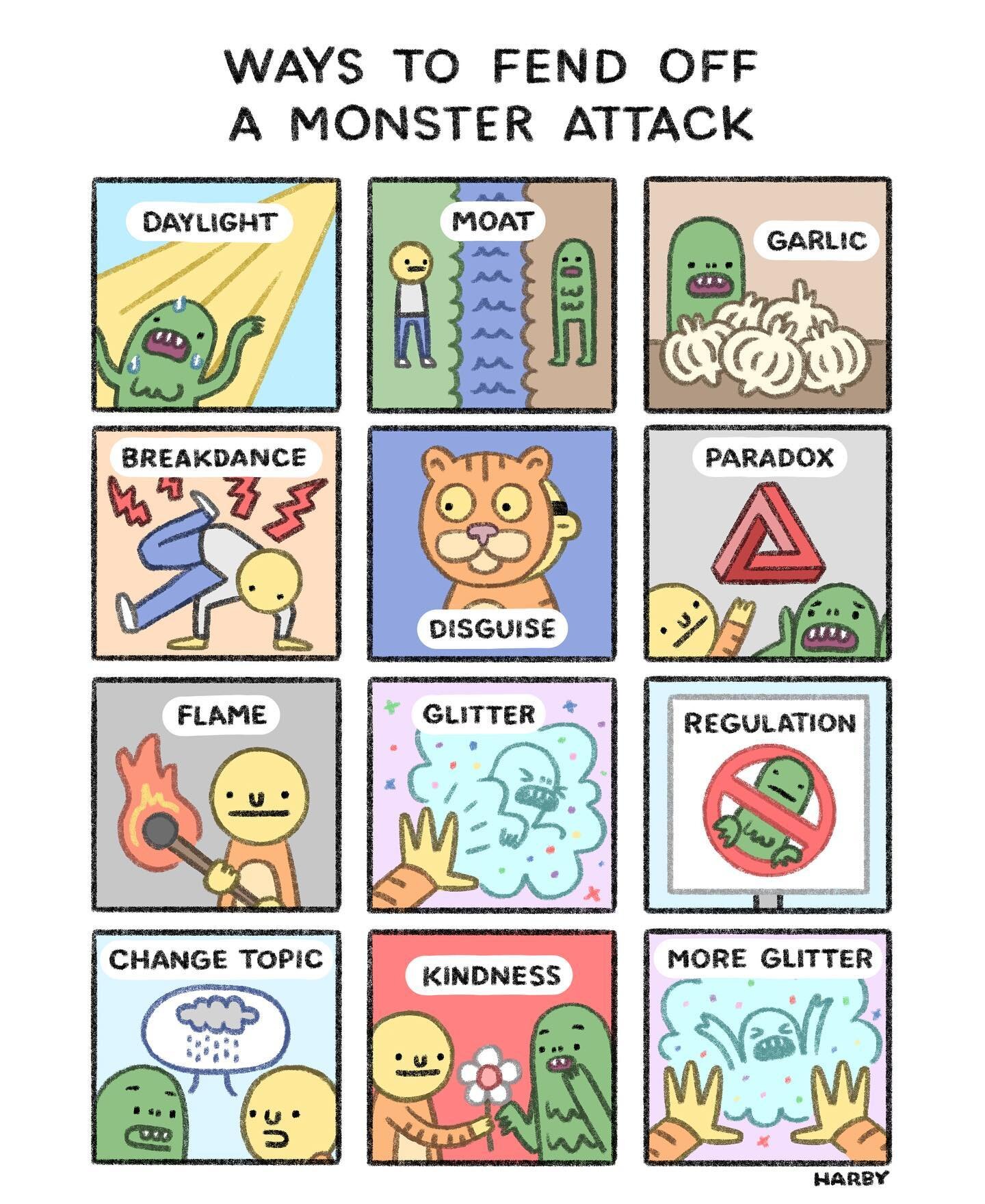 ways to fend off a monster attack