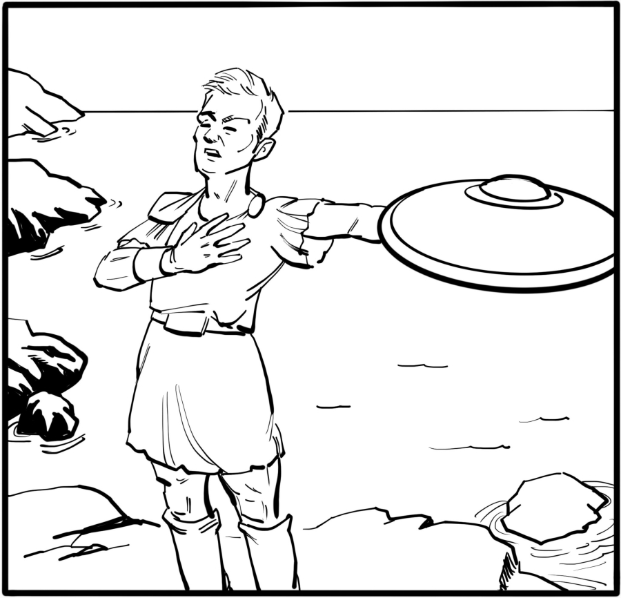 Perseus says he won't yield to a mere sea-monster.