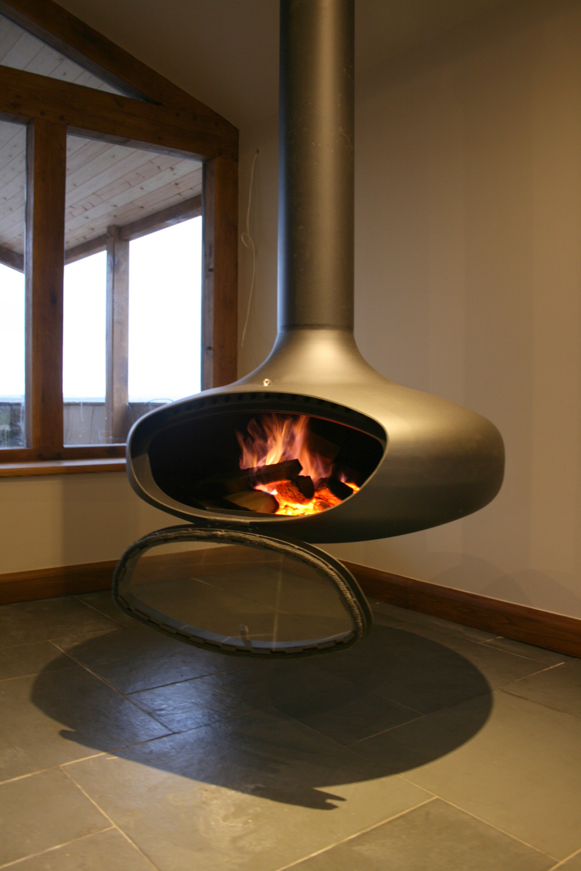 Minimalist Floating Log Burner for Living room