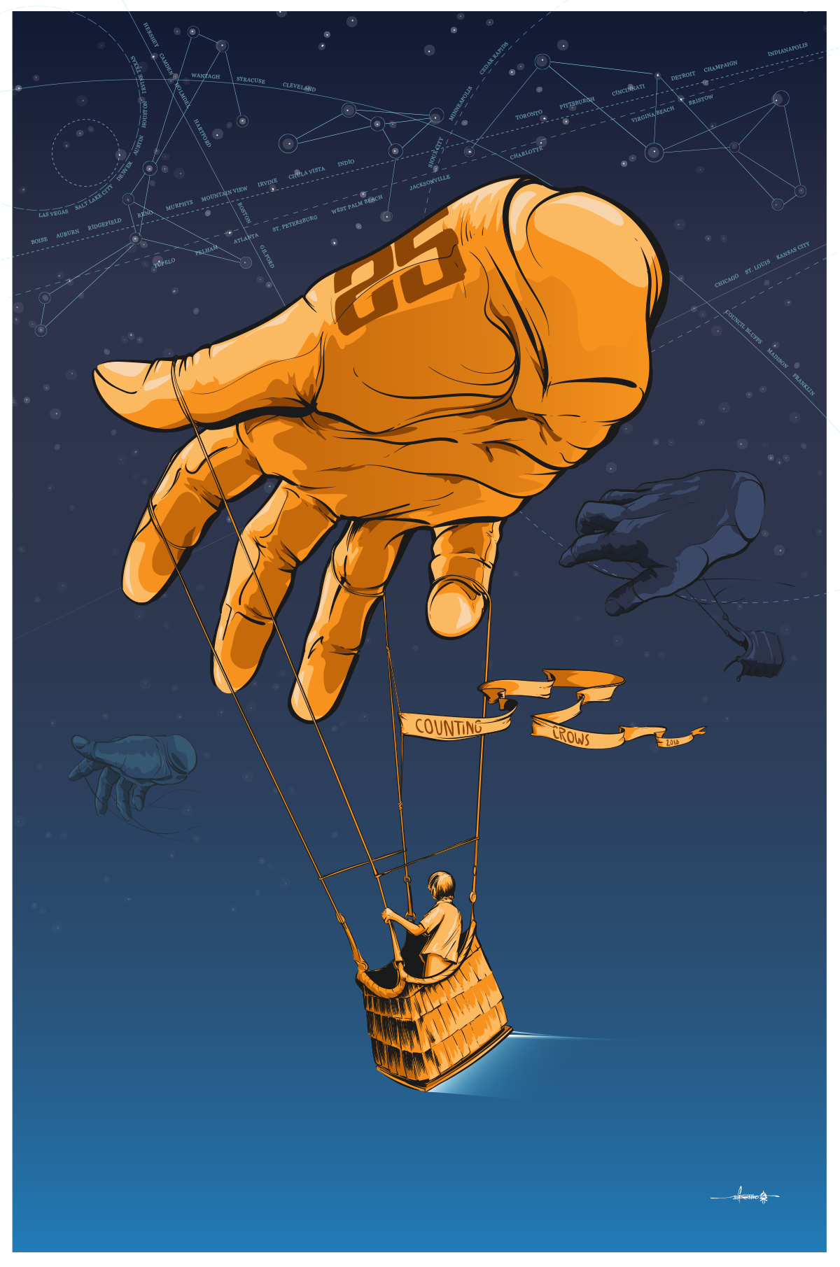 Crows Flying Hand