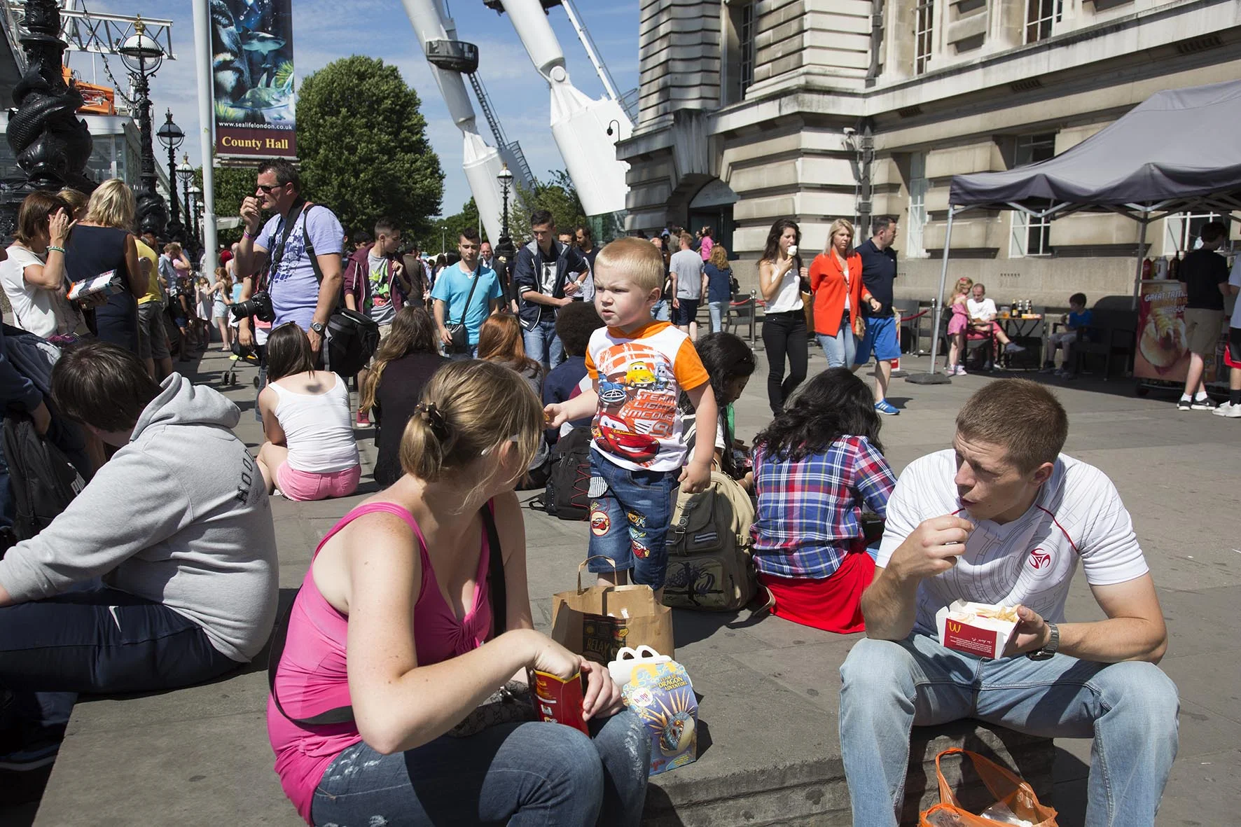 Family lunch near the London Eye.