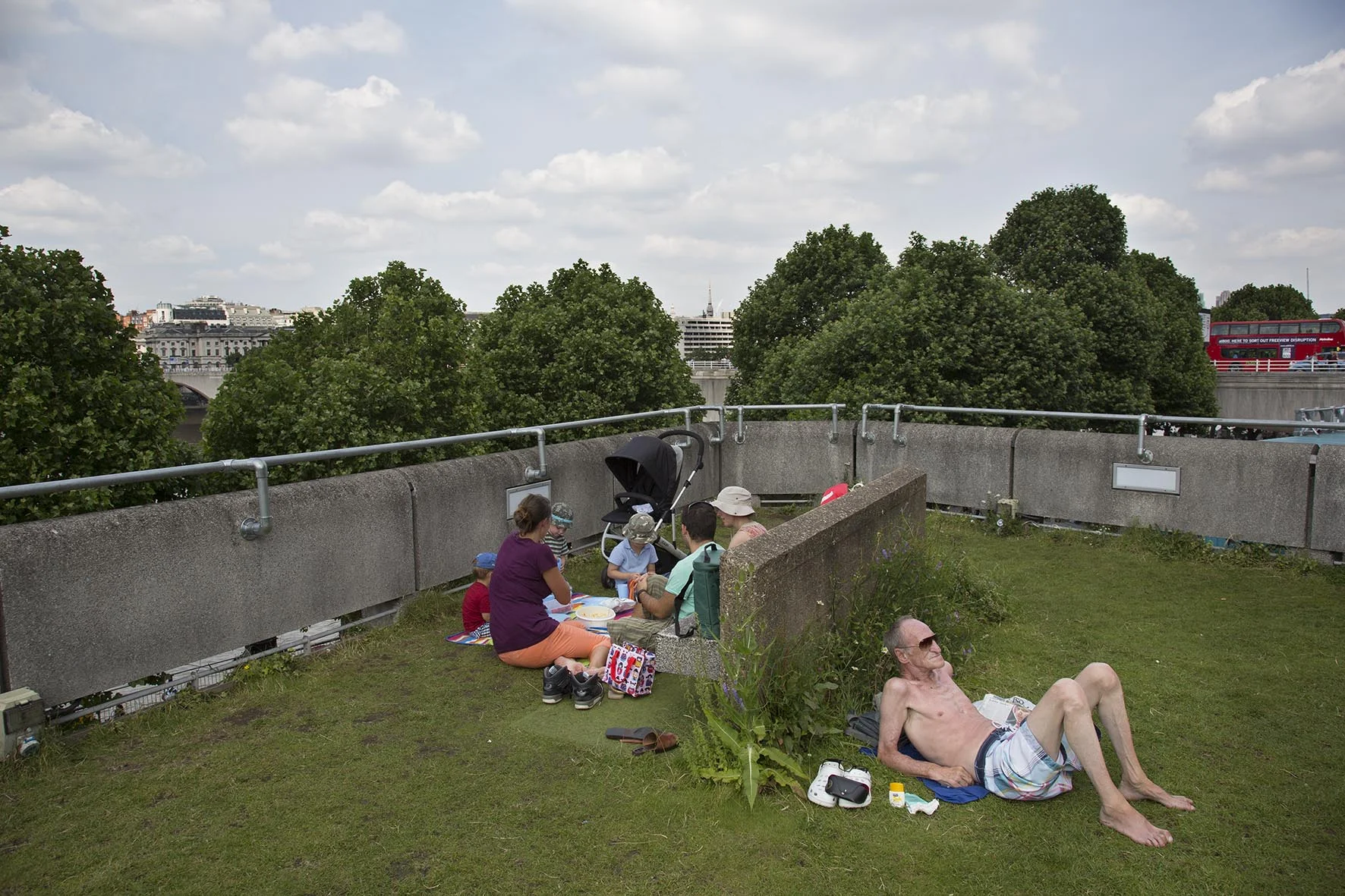 People relaxing up on the Queen Elizabeth Hall Roof Garden.