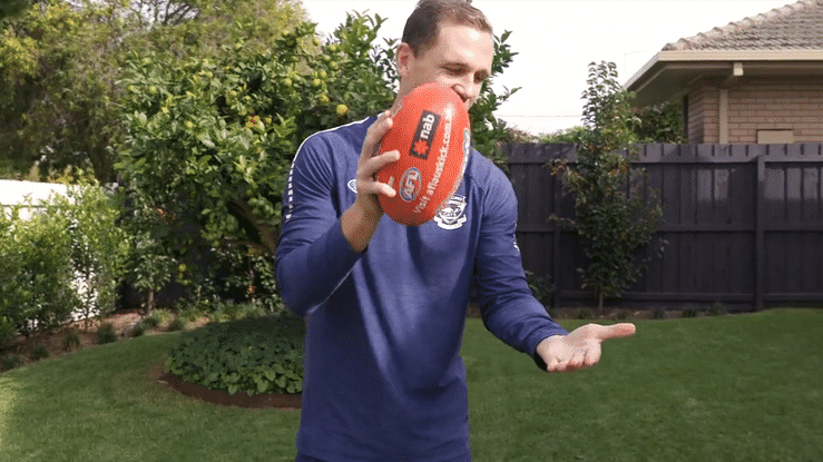 Auskick at Home with Joel Selwood - Handballing-high.gif