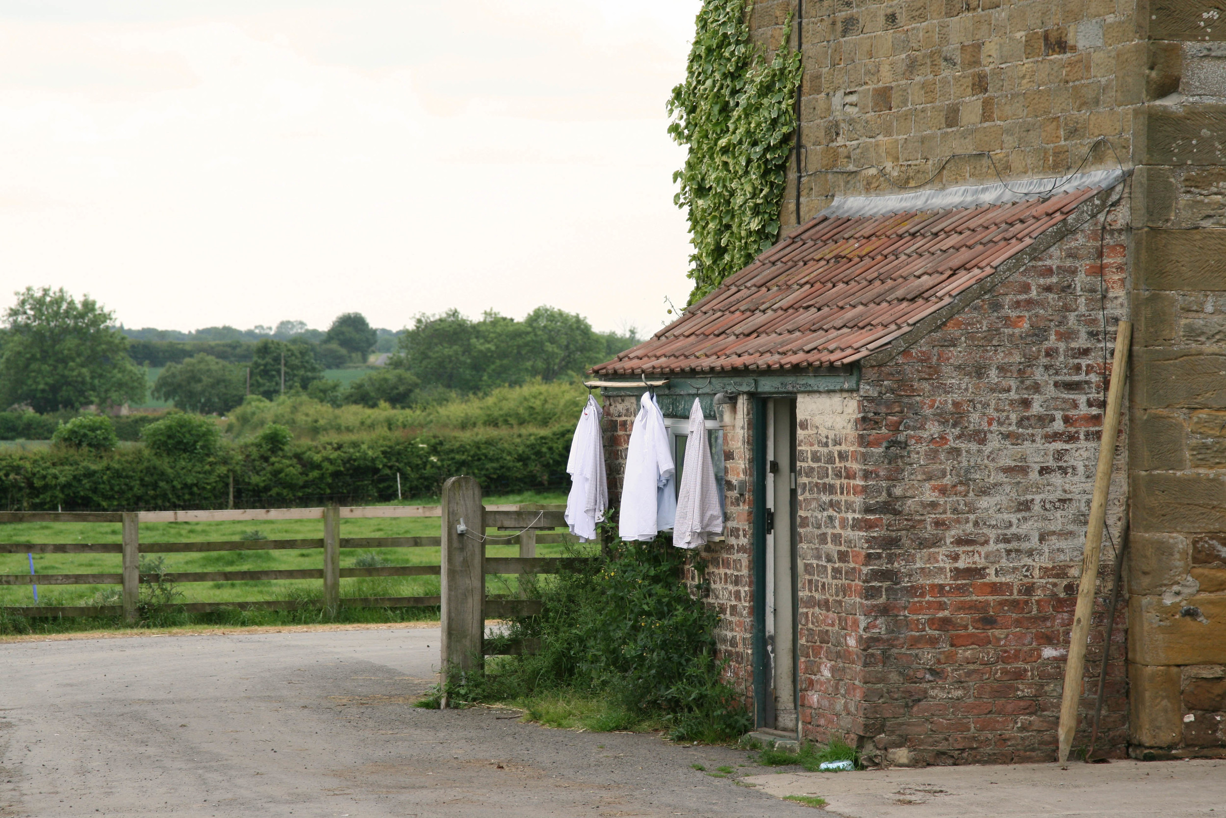 Shirts drying at the farmhouse.