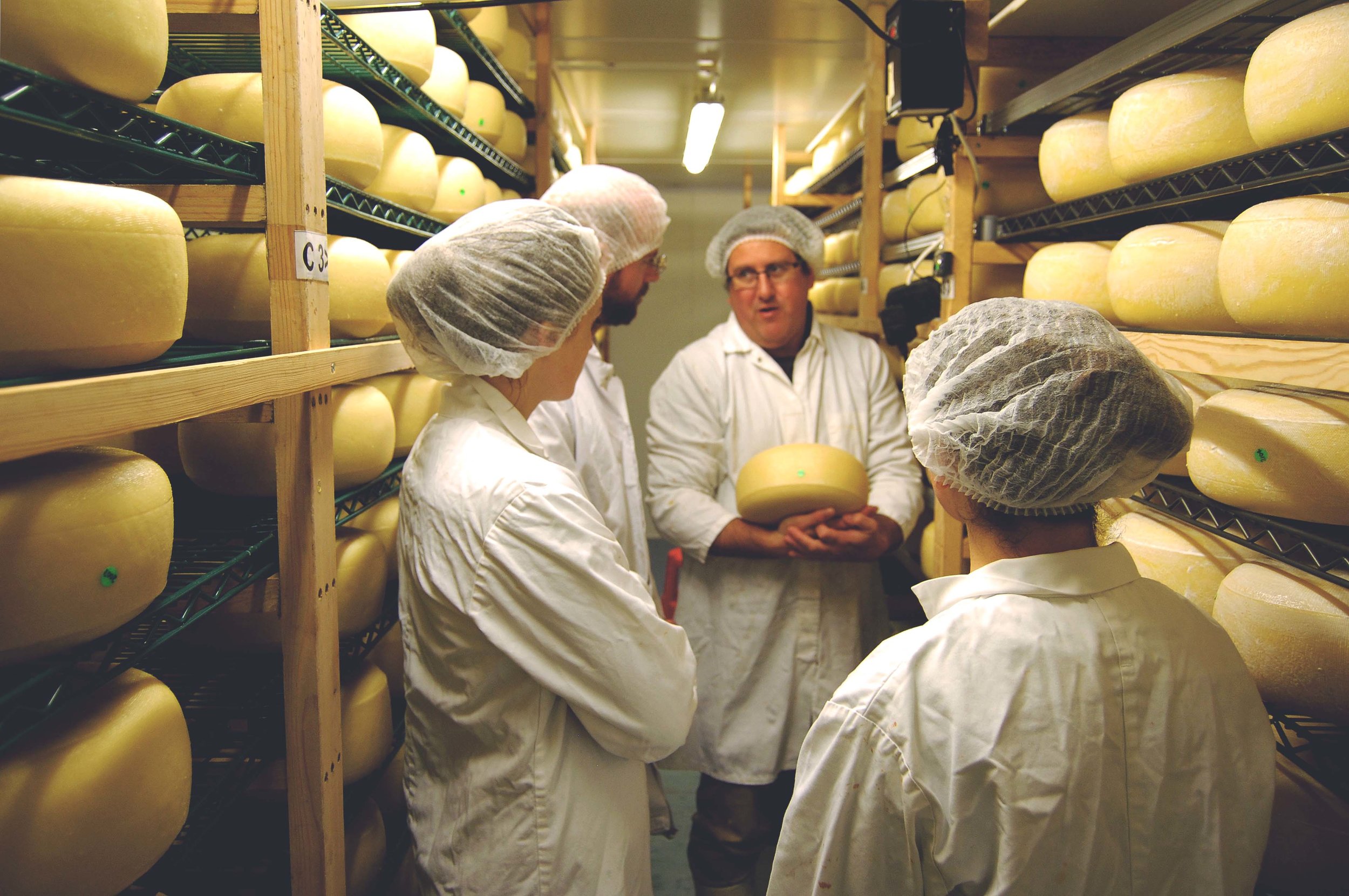 Andy and the La Fromagerie team in the first of the maturing rooms