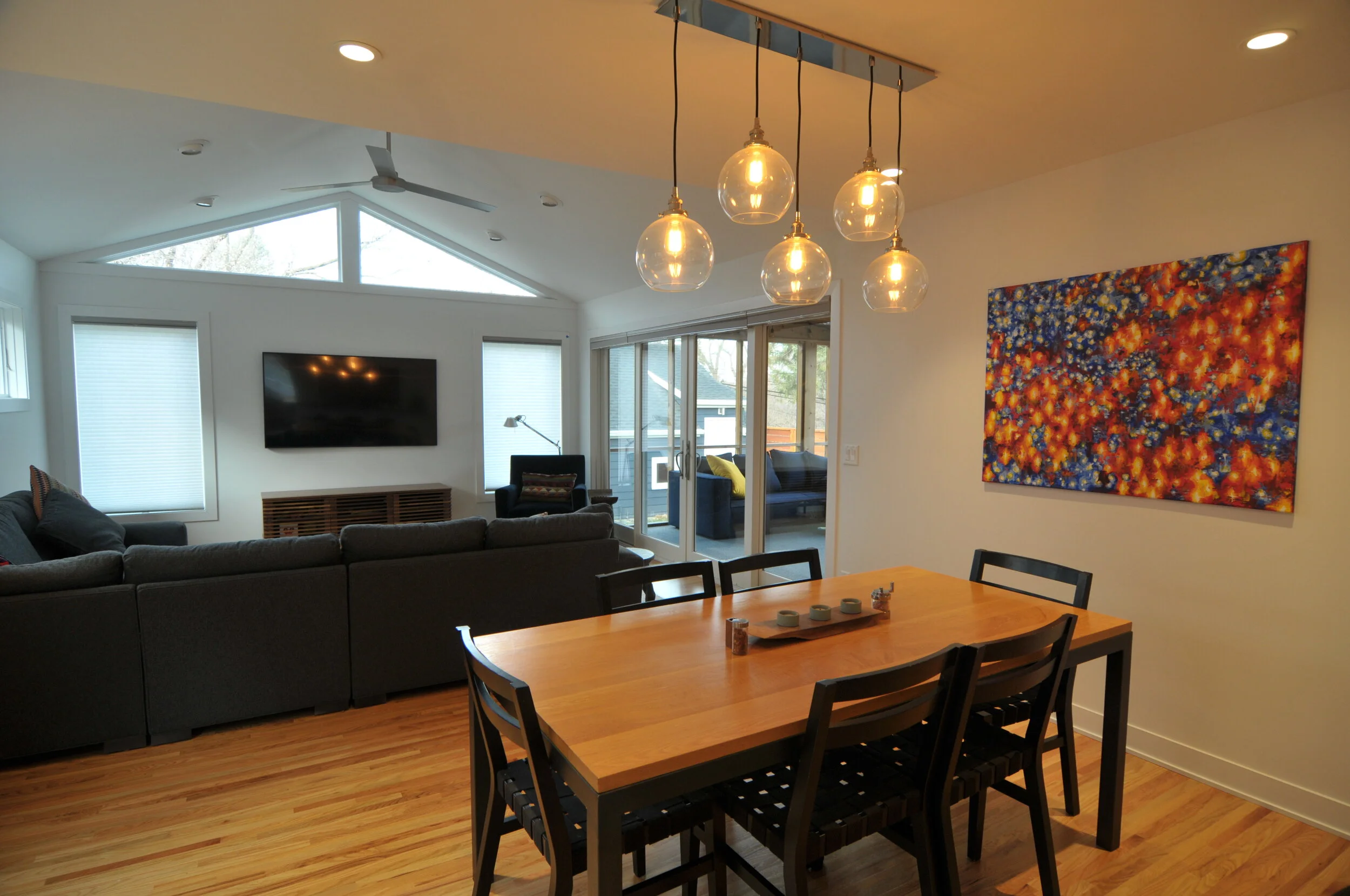 New Vaulted sunroom open to screened porch