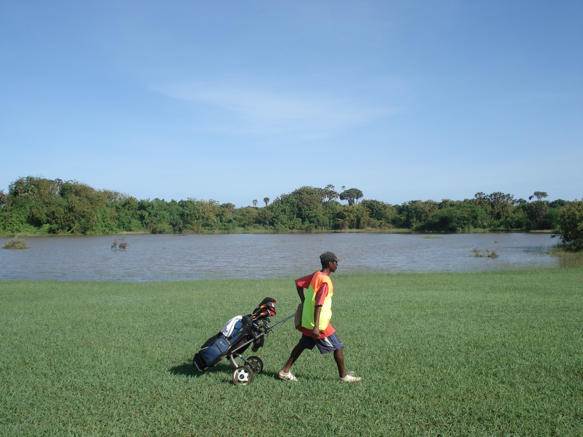 The 5th fairway winds around the wetlands