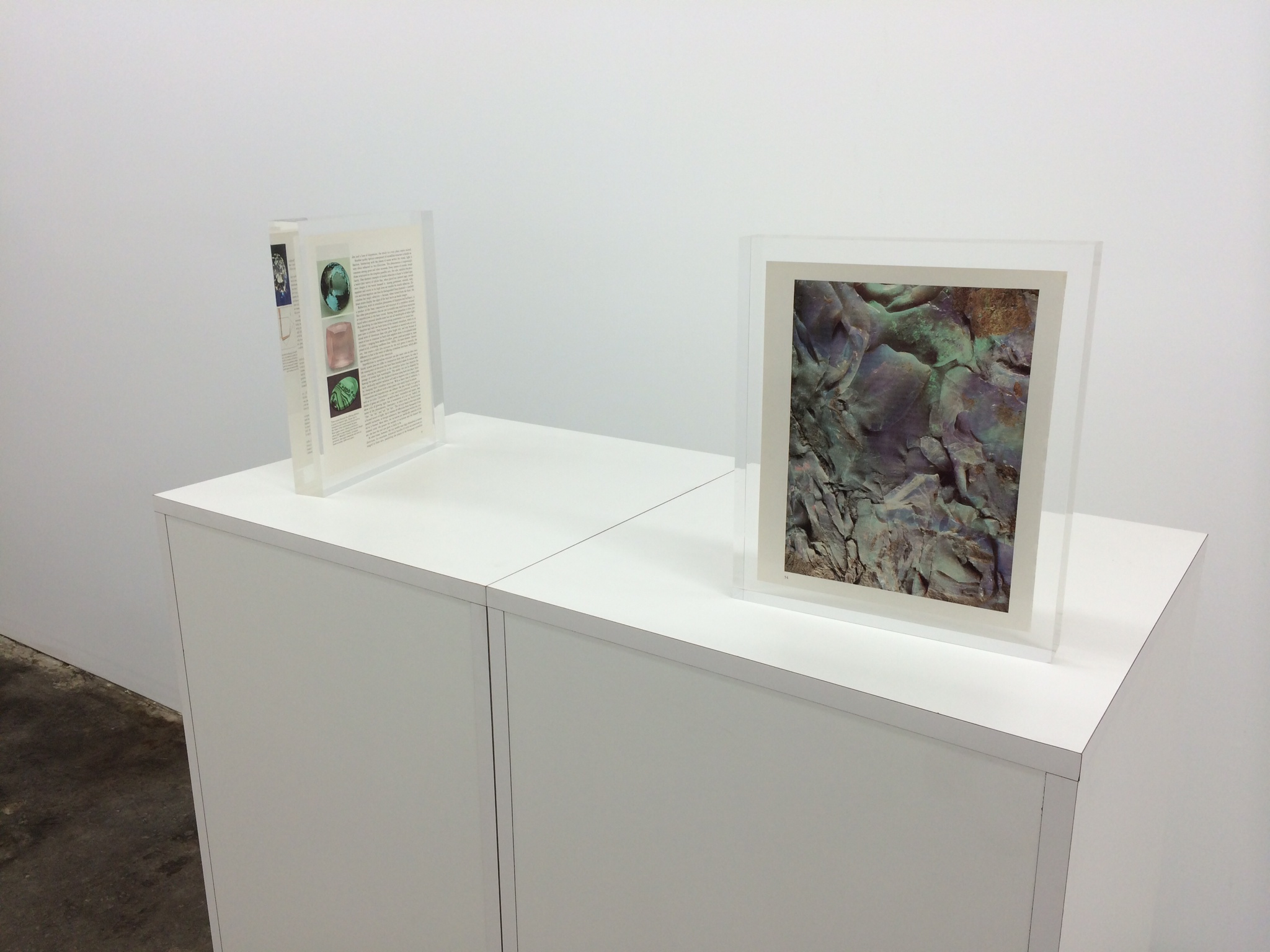 Mungo Thomson, "Inclusion (When White Light Strikes the Facets", 2014 (left) and "Inclusion (White Opal), 2014 (right)