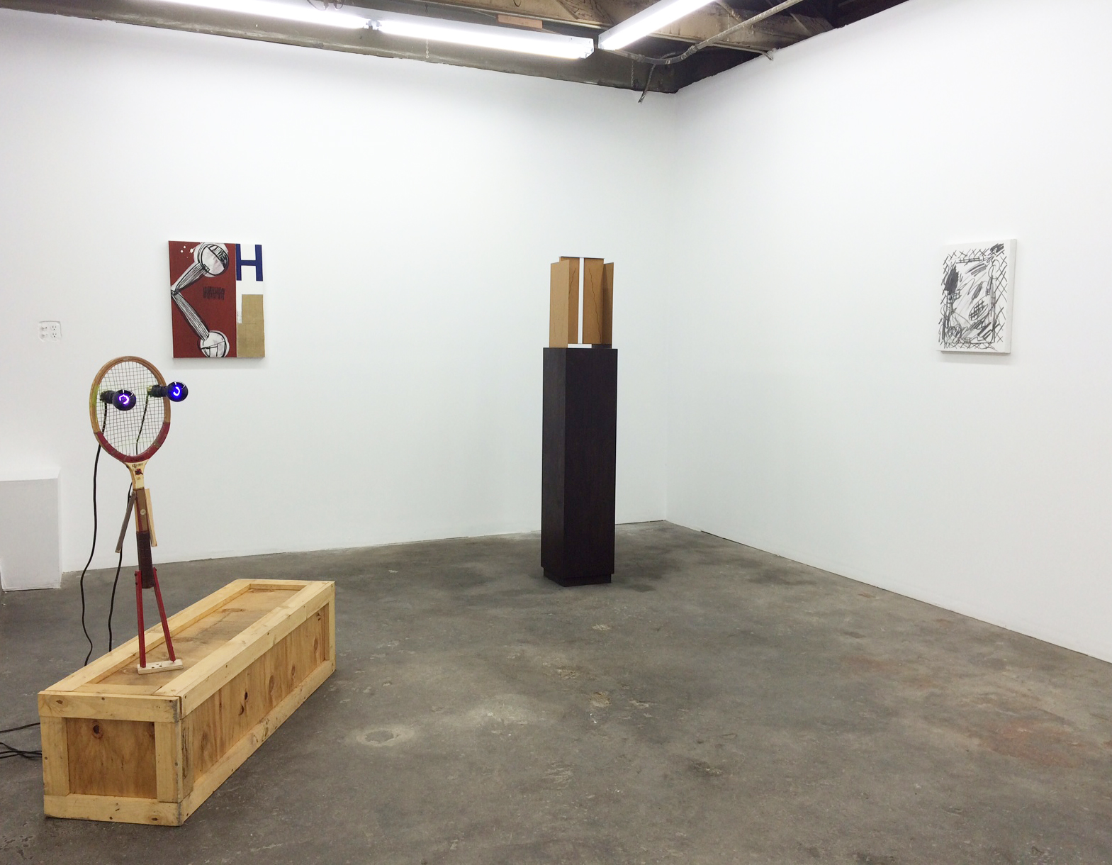 Installation shot Jon Pylypchuk, Roy Dowell, Matt Paweski, Laura Owens