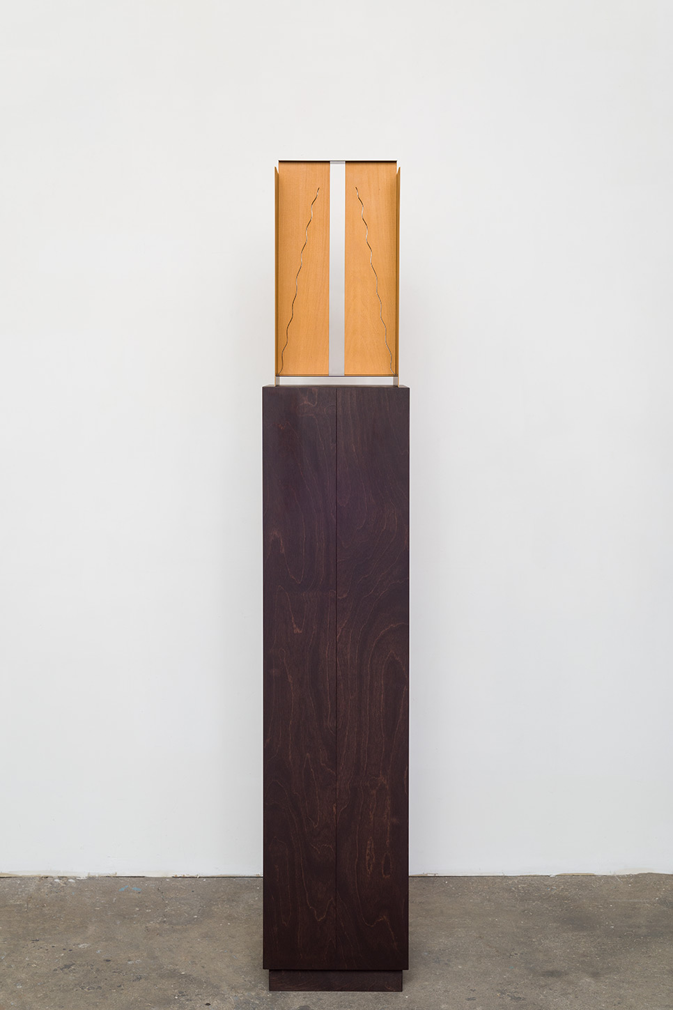 Matt Paweski "Drapes (Split)", 2014 Euro Beach hardwood, steel, copper rivets, enamel and wax, 69"x12"x12"