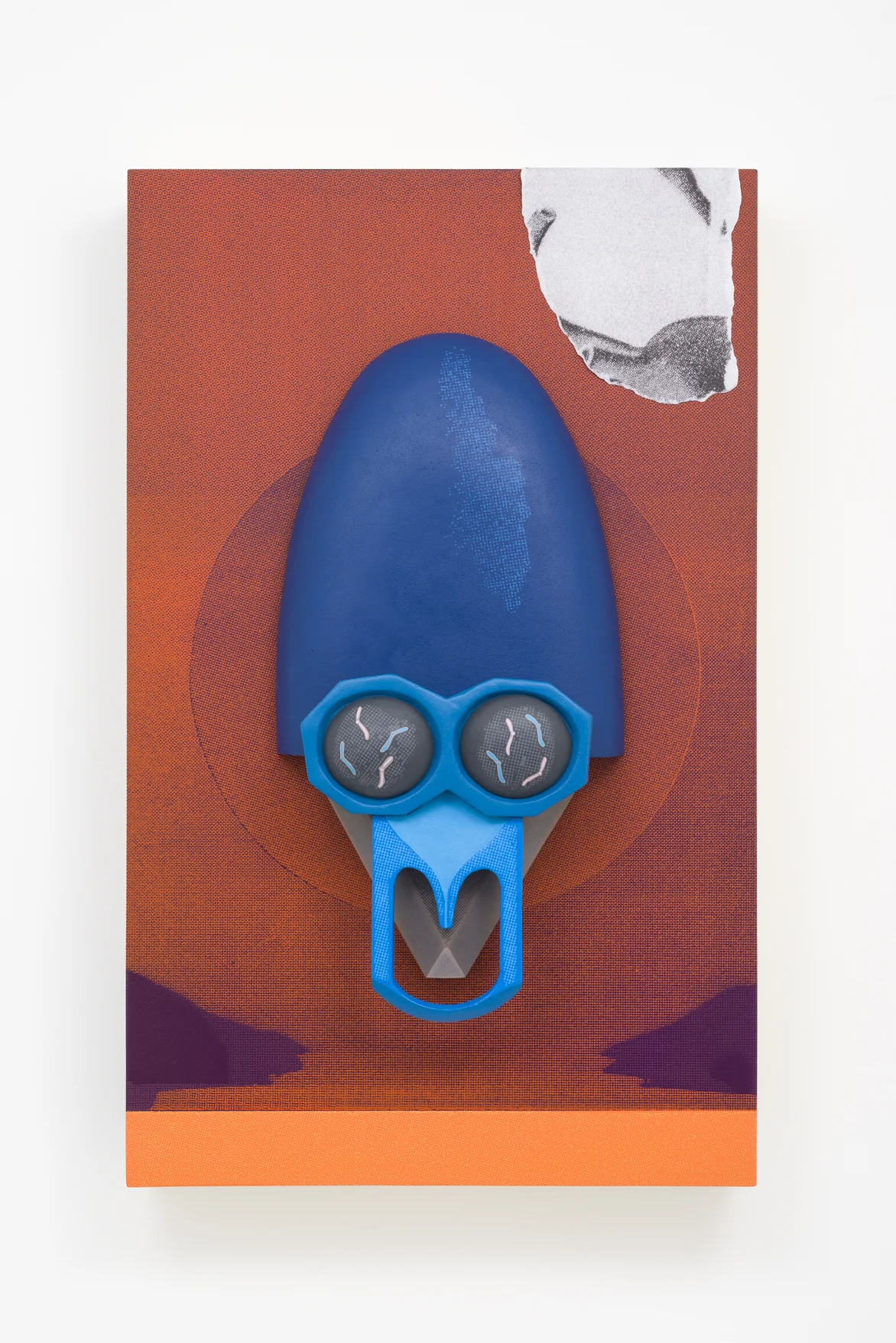 Erik Frydenborg, Moons of Fortuna II, 2015, Polychromed urethane, silkscreen on polychromed wood, inkjet on compression jersey, 57 x 35 x 24 inches