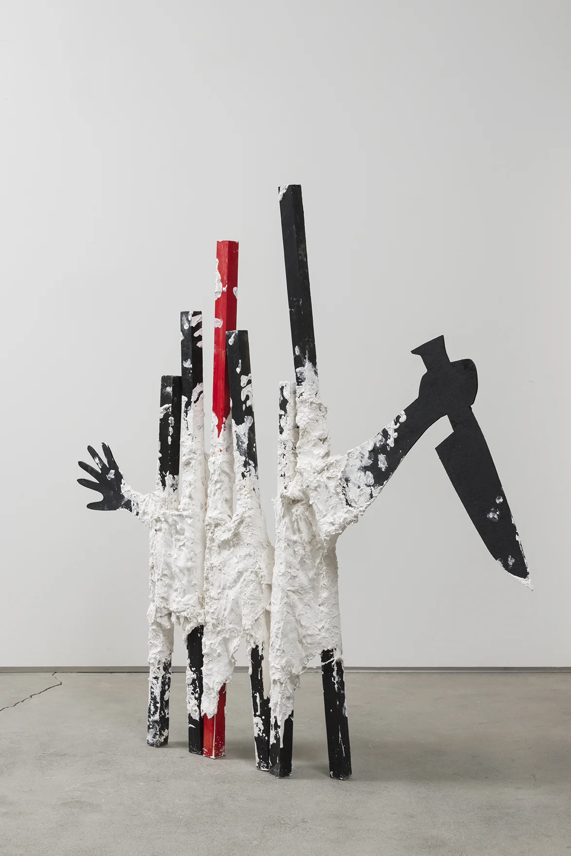 Untitled, 2015 Wood, plaster, burlap, and acrylic paint. 54 x 52 x 5 inches