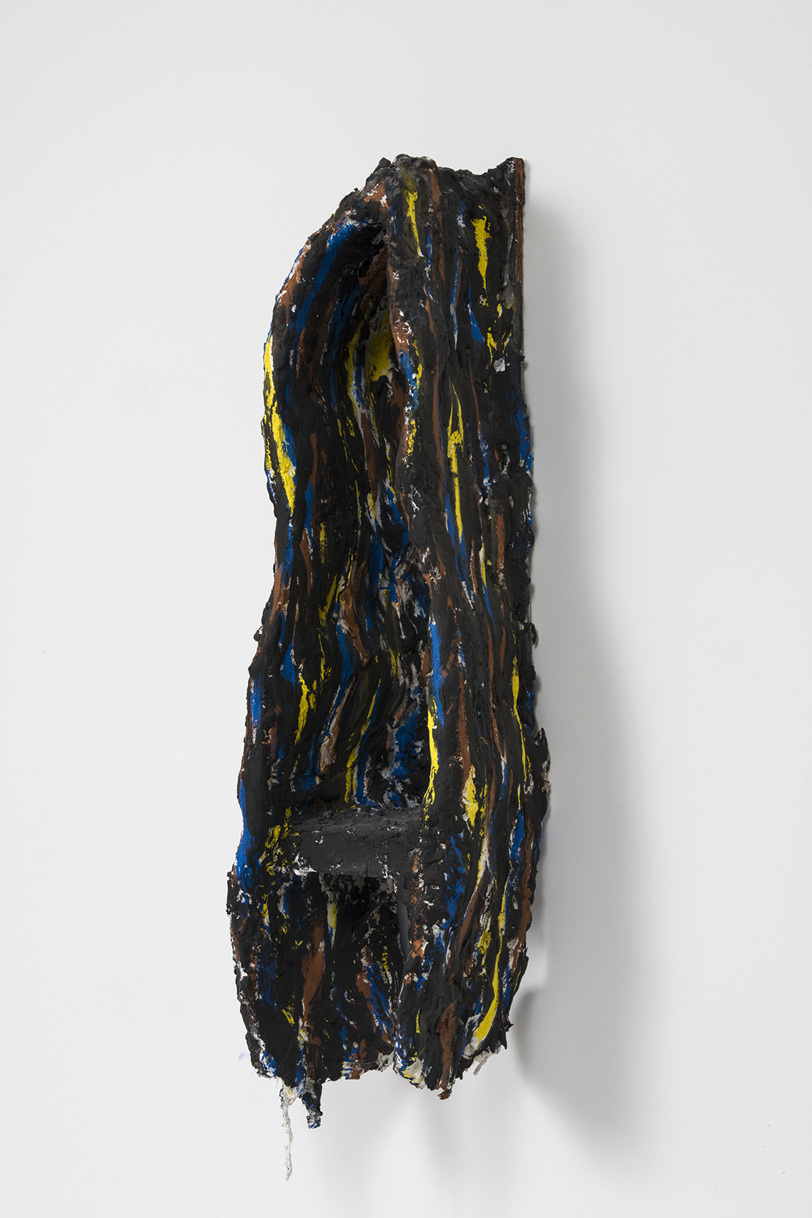 Florian Morlat - Untitled (Cave 6) - 2015 - Wood, Plaster, burlap, Chicken wire, Oil Enamel - 32 x 9 x 9"