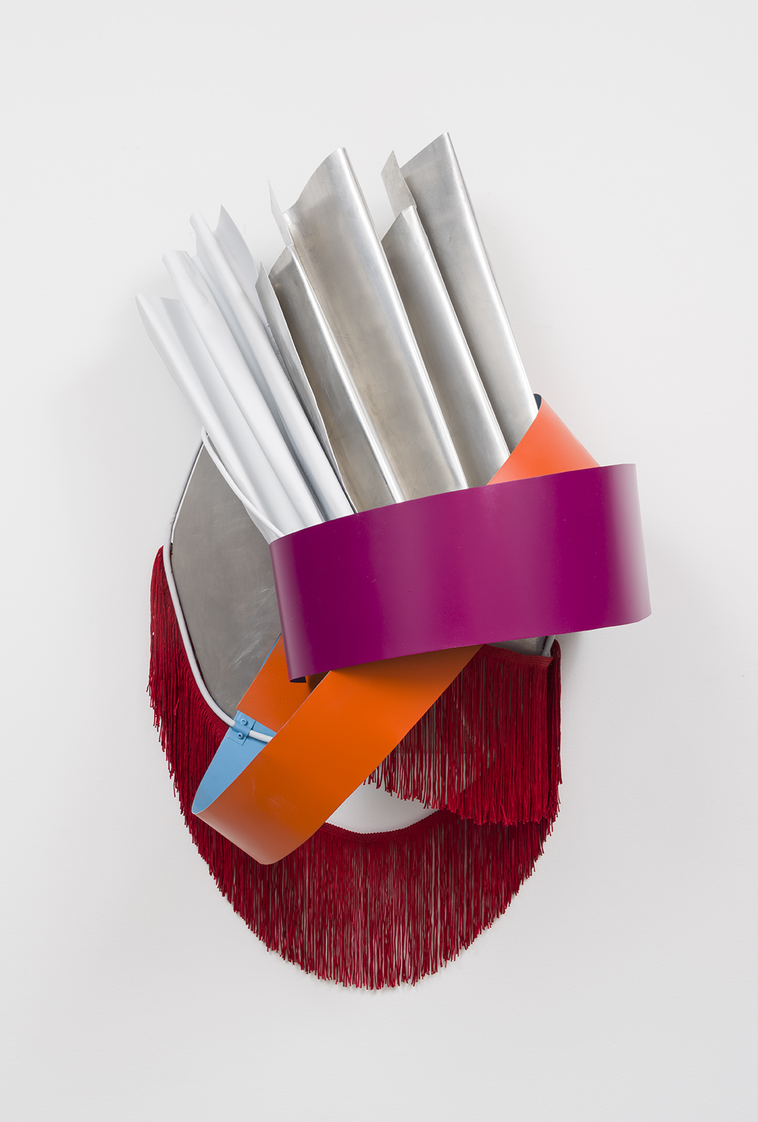 Nora Shields - Untitled (Metal Relief) - 2016 - Acrylic, Stainless Steel, Fringe, Aluminum - 34 x 16 x 12"
