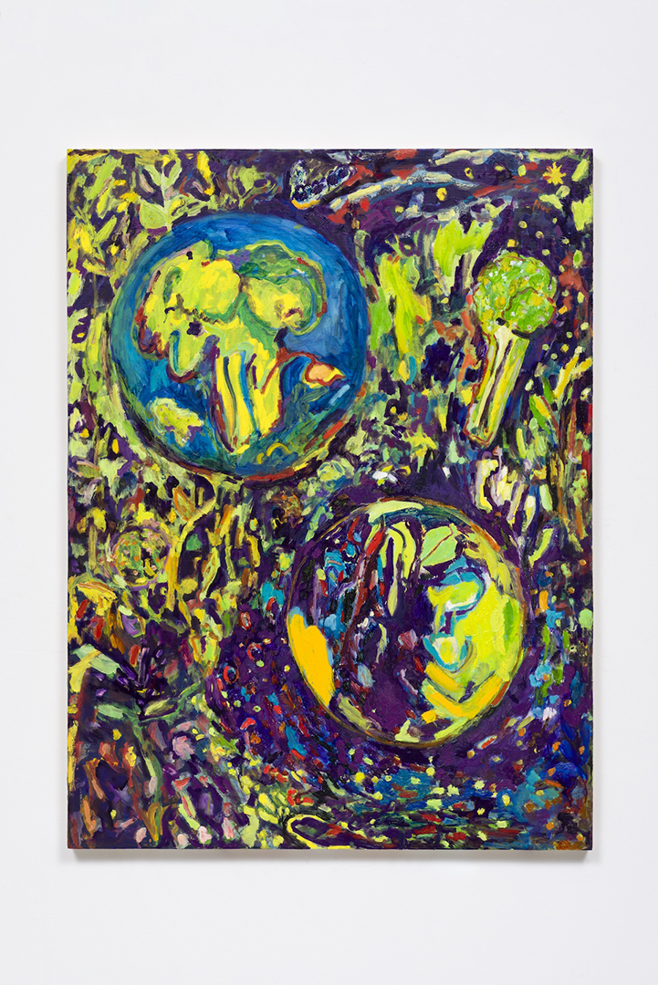 Adrianne Rubenstein, Broccoli Planets, 40 x 30", oil on panel