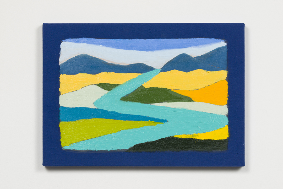 Stanya Kahn, Land (Blue River), Oil on canvas, 14.5 x 20.5"