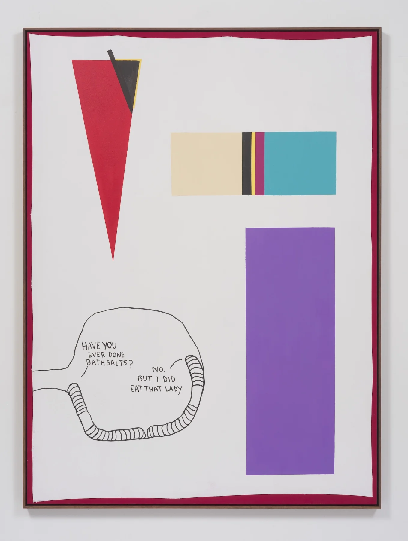 Stanya Kahn, Untitled (worms / bath salts), Gesso, acrylic, and ink on canvas, 74.5 x 55.75"