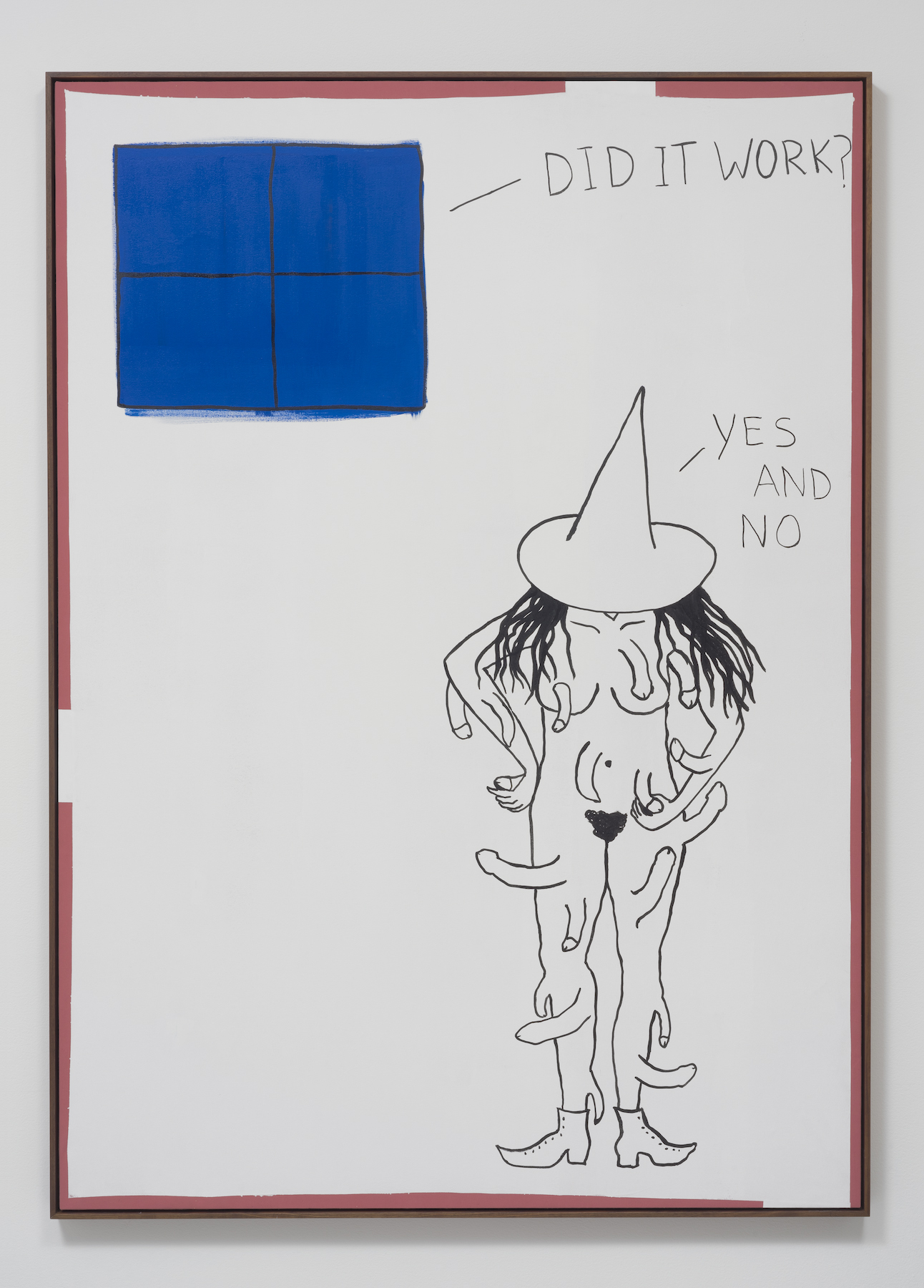 Stanya Kahn, Yes and No, Gesso, acrylic, and ink on canvas, 75.75 x 54.5"