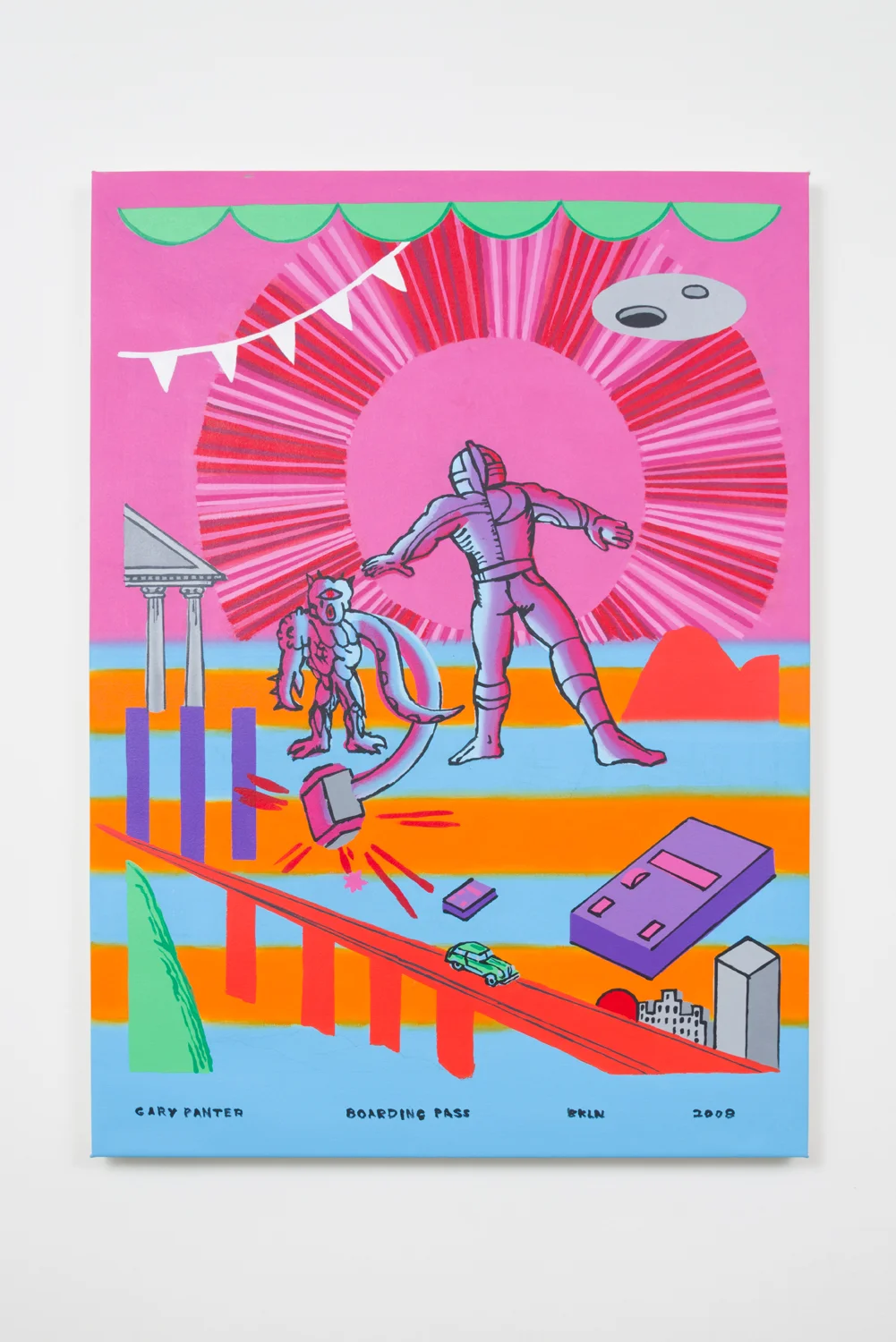 Gary Panter, Boarding Pass, 2008 acrylic on canvas, 48.5 x 35.5 inches