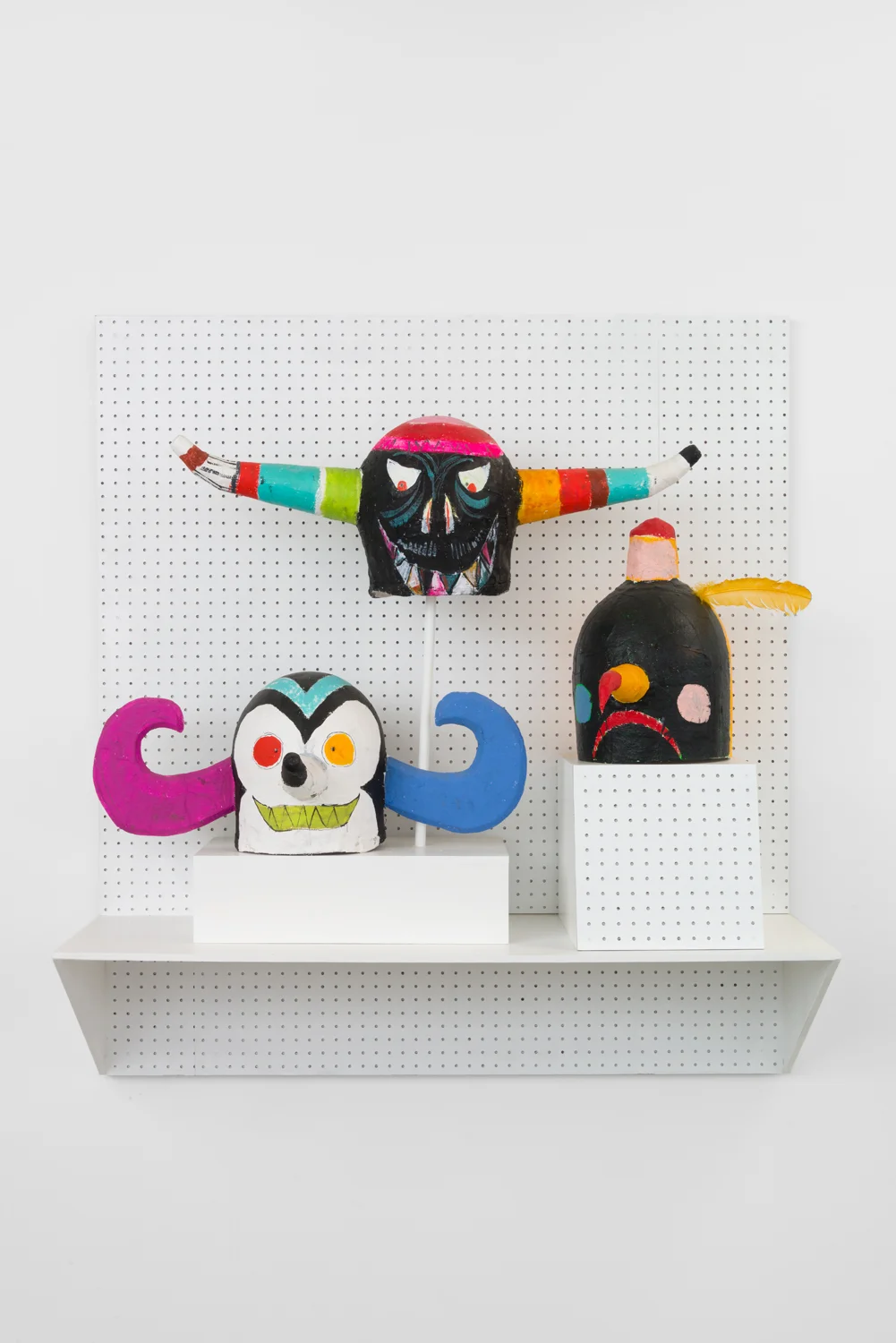 Richard Hawkins & Elijah Burgher, Spermcult Artifact, 2015 acrylic on paper-mache, 13 x 37.5 x 10.5 inches each