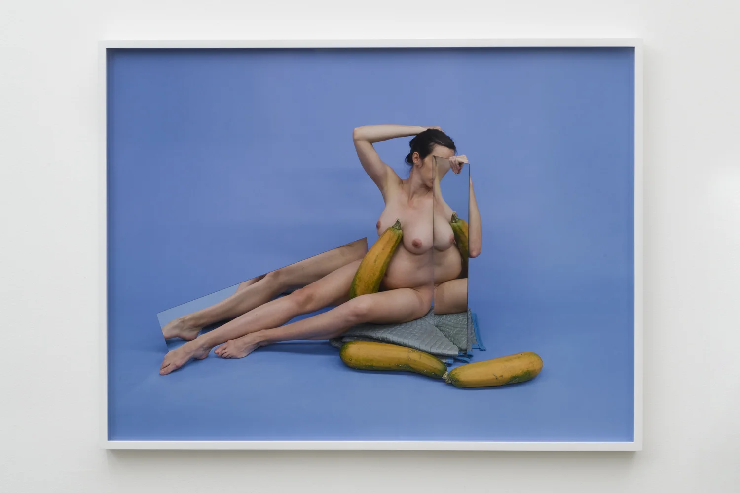 Untitled (Zucchinis and belly on blue), 2017 Pigment print 24 x 32 inches