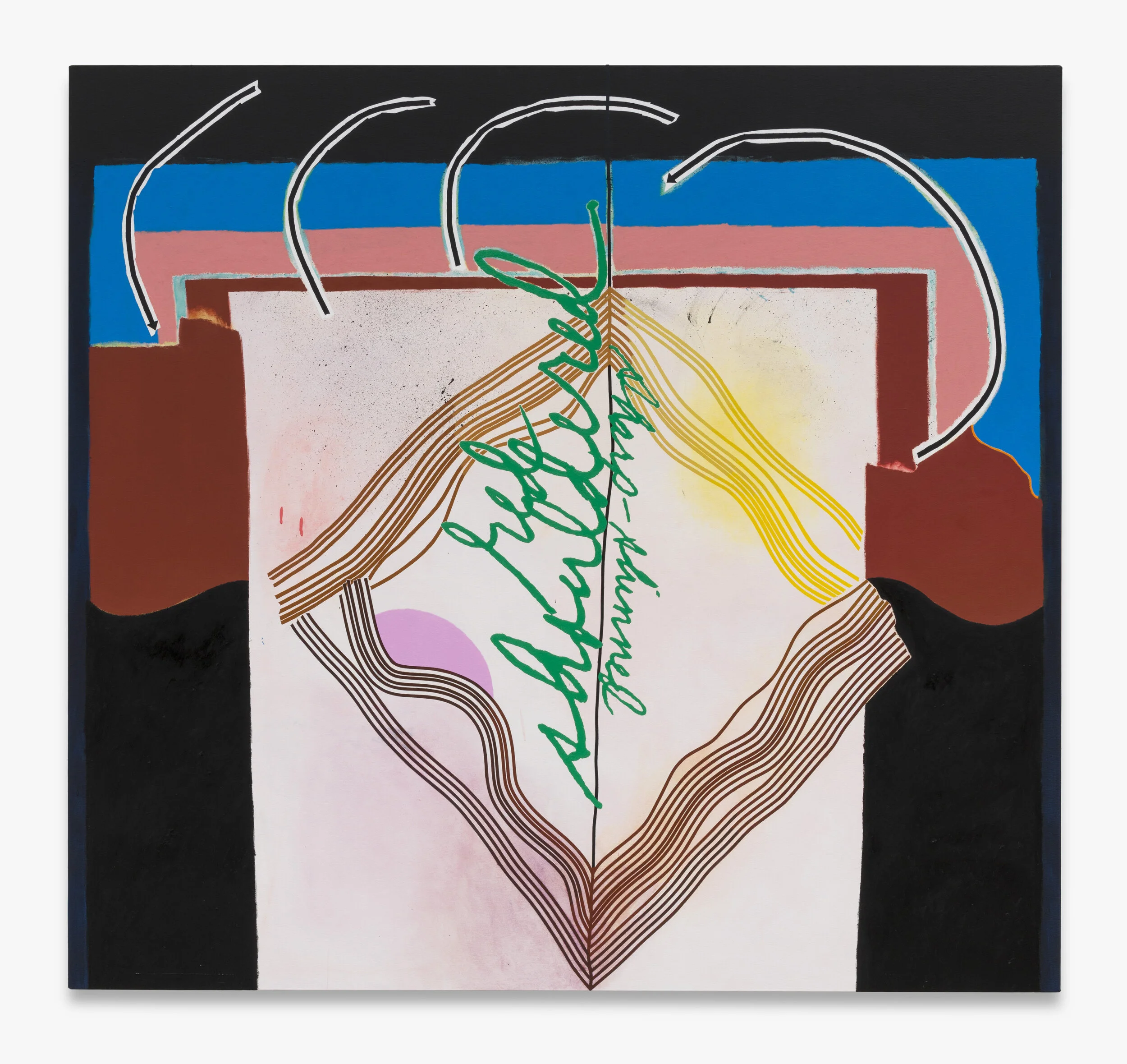 Allison Miller , Curl Arch, 2019. Oil, oil stick, acrylic, marble dust, 68 x 73 inches, 172.7 x 185.4 cm