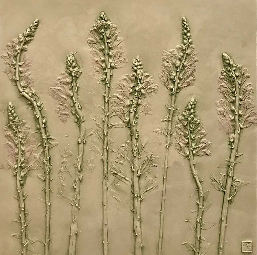 37_©diannecutler_TheCourtesansofFrance_SnapDragons_PlasterCastingwithPaleFrenchGreenandFrenchLacquerWash_20x20_775_sm.jpg
