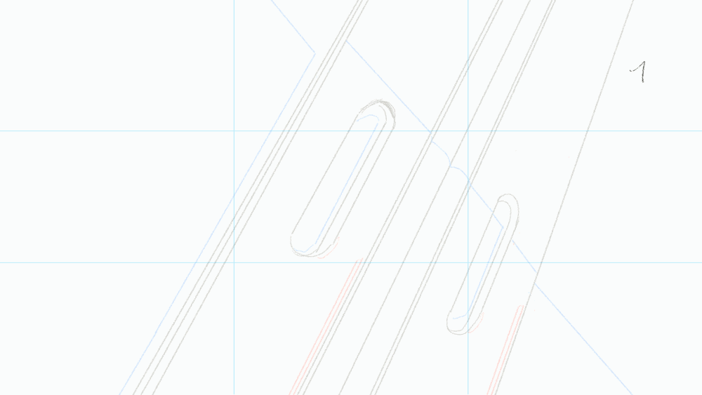 Schéma technique d'un objet avec des lignes et des ouvertures, en dessin de plan.