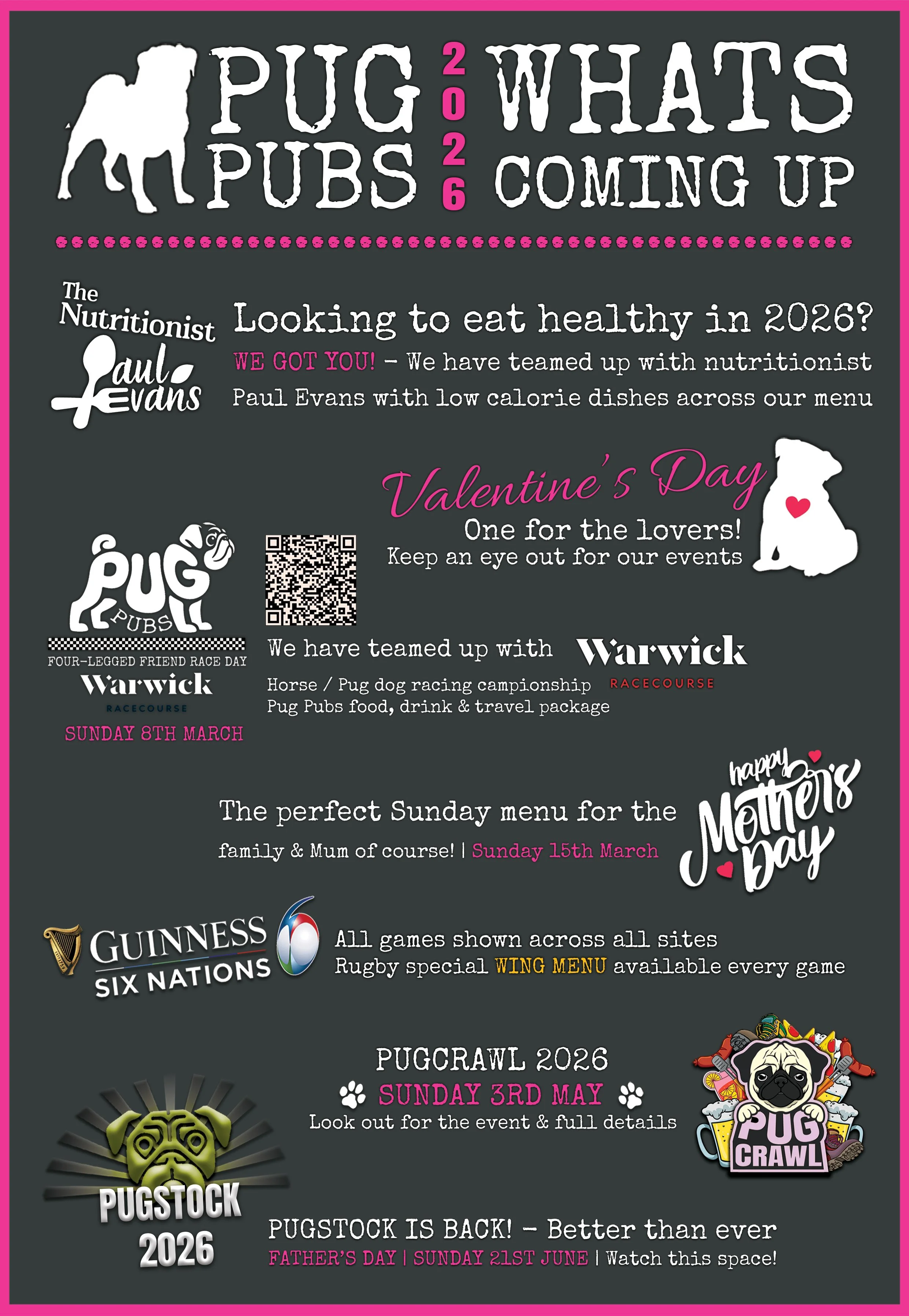 2026 EVENTS AT THE FAT PUG! - Some exciting dates for your calendar inn the new year!