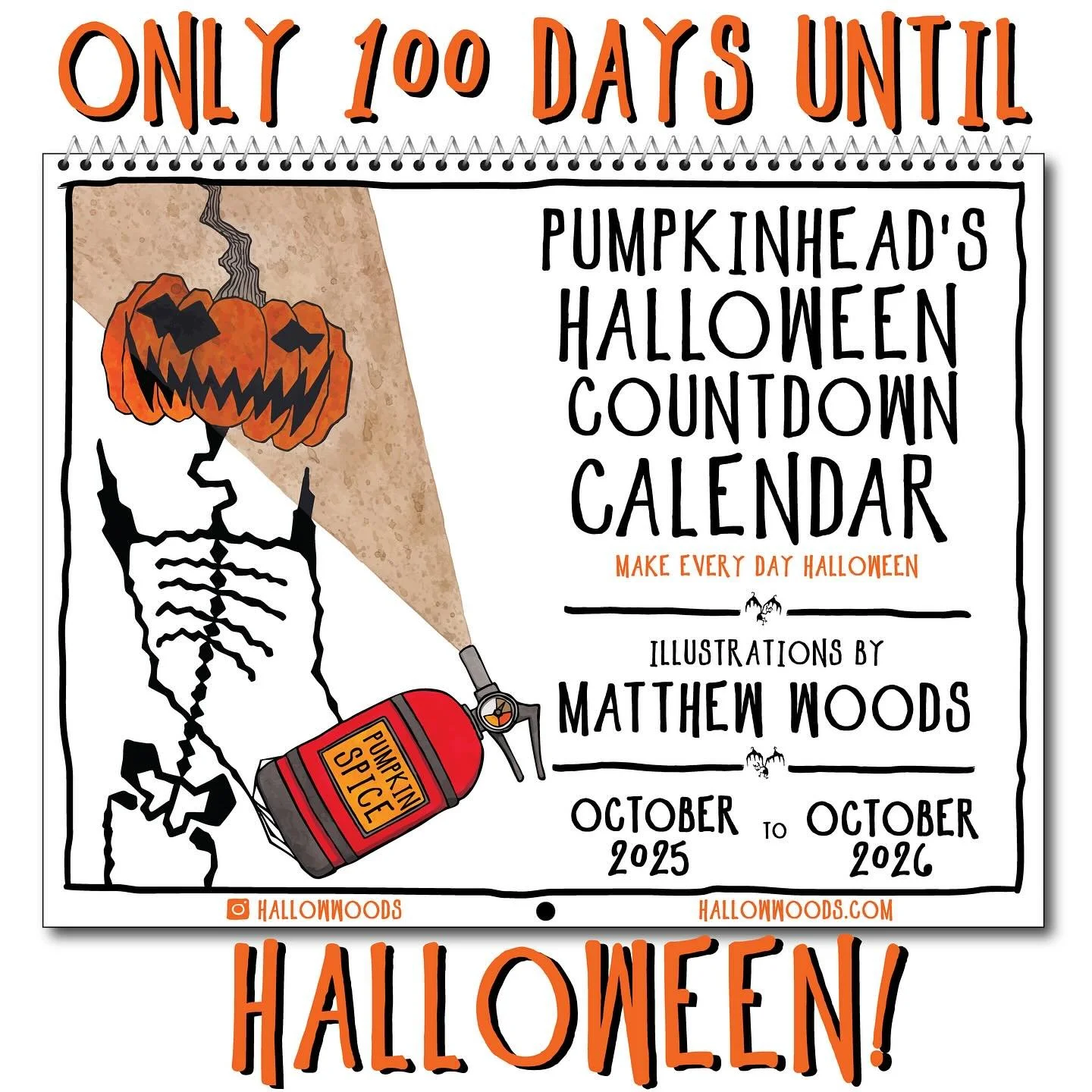 HAPPY 1️⃣🎃🎃 DAYS!
Preorder is up in the shop! 🗓️

If you&rsquo;re going to be at @midsummerscream don&rsquo;t bother with preorder, just come see me at my booth and I&rsquo;ll have these in person. Otherwise go get yours!

Only 100 days until Hall