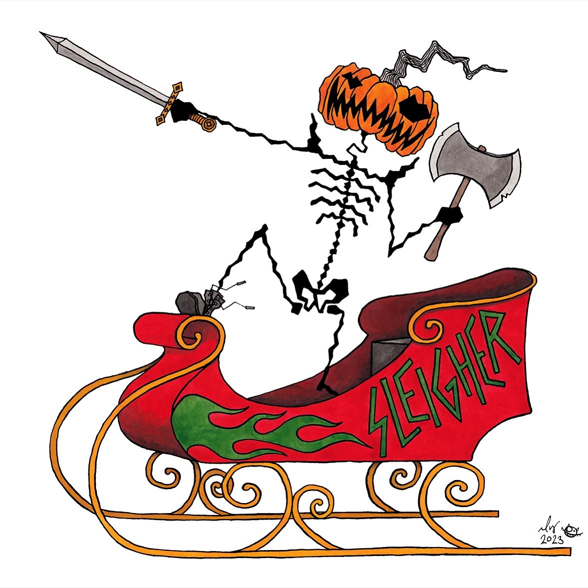 Pumpkinhead cruising into your holiday party ⚔️

Only 312 days until Halloween!

#sleigher #metalsanta #metalchristmas #hailsanta #pumpkinhead #hallowwoods