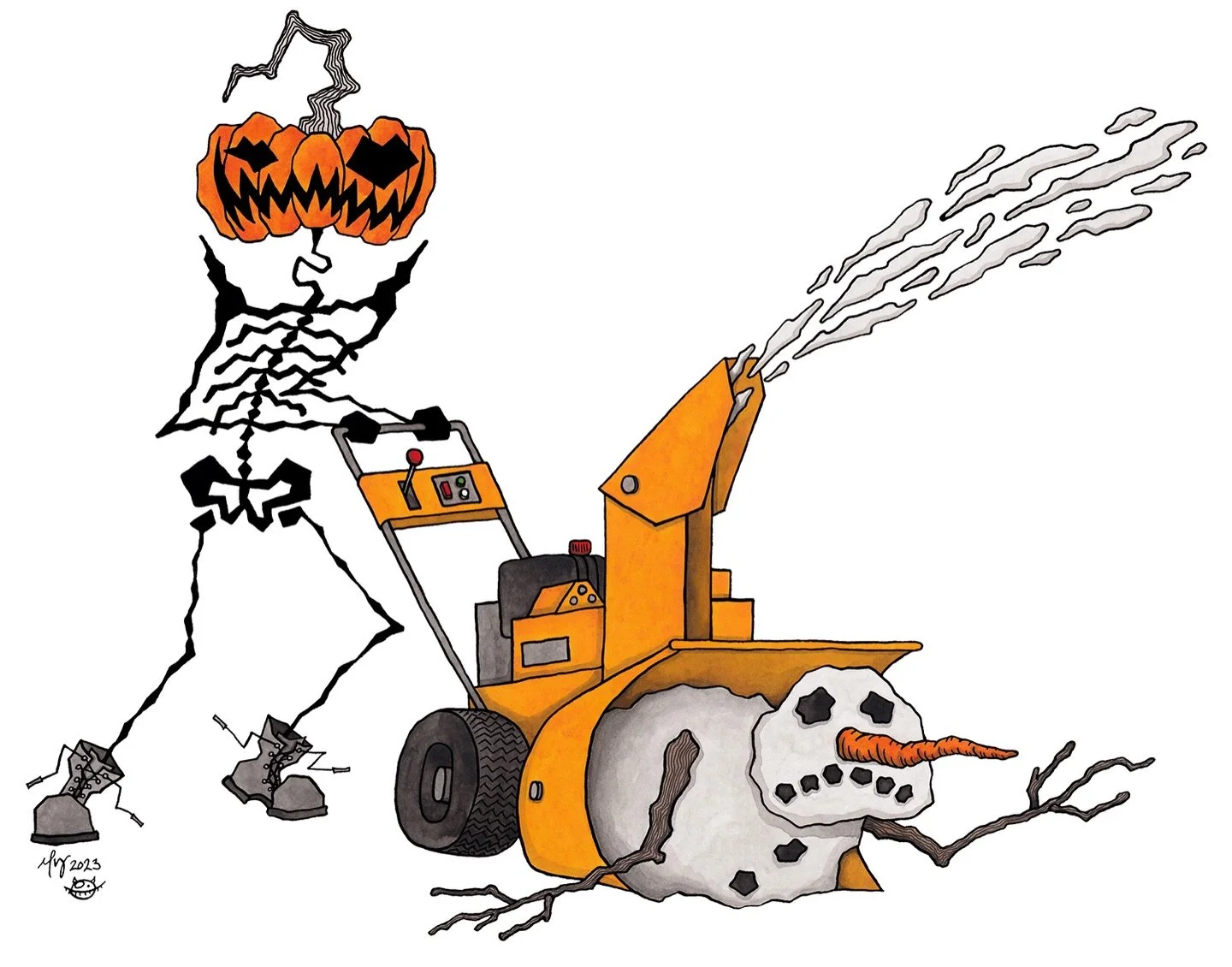 Pumpkinhead&rsquo;s feelings on this blizzard can be summed up with one snowblower.

Only 250 days until Halloween!

#blizzard #snowmandestroyer #snowblower #pumpkinhead #hallowwoods