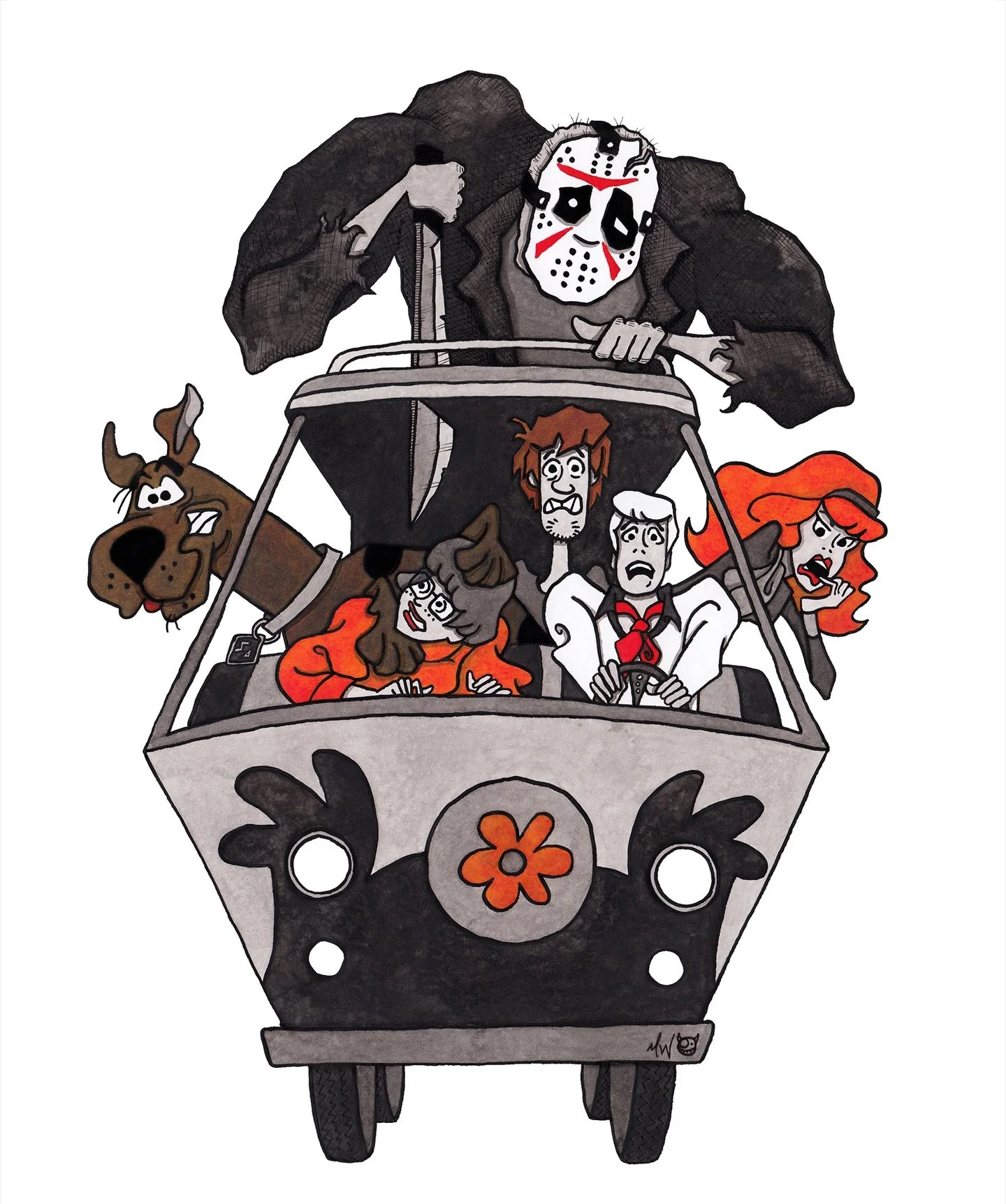 ZOINKS! Scoob, that goalie was pissed about something.

I drew this a few years ago to celebrate when the anniversary of Scooby Doo fell on a Friday the 13th.

Only 232 days until Halloween!

#scoobydoo #fridaythe13th #jason #jasonvoorhees #campcryst