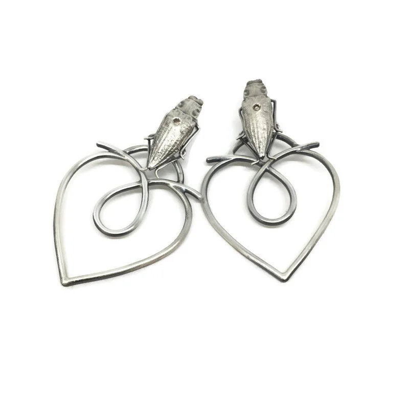 Silver Scarab Earrings 