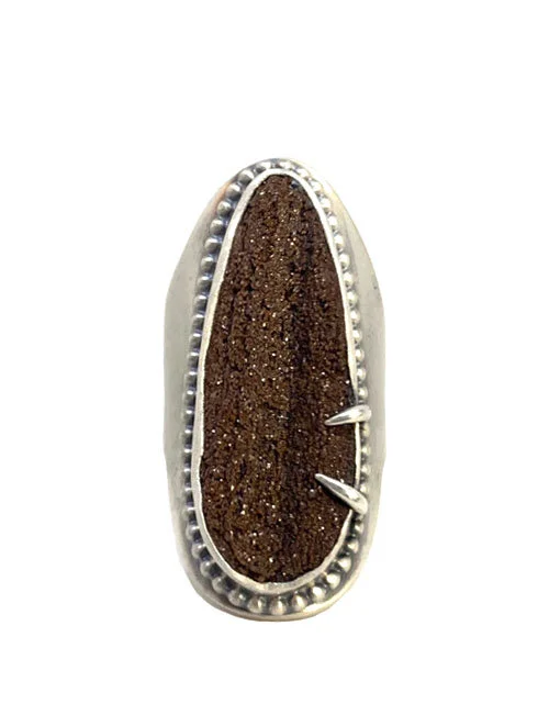 Wood Drusy Ring