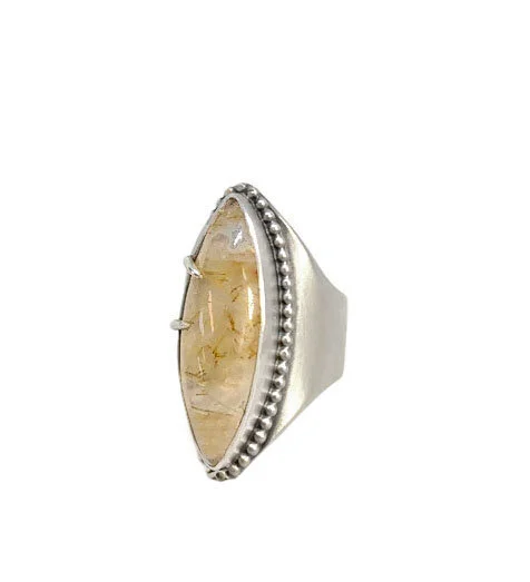 Rutilated Quartz Shield Ring